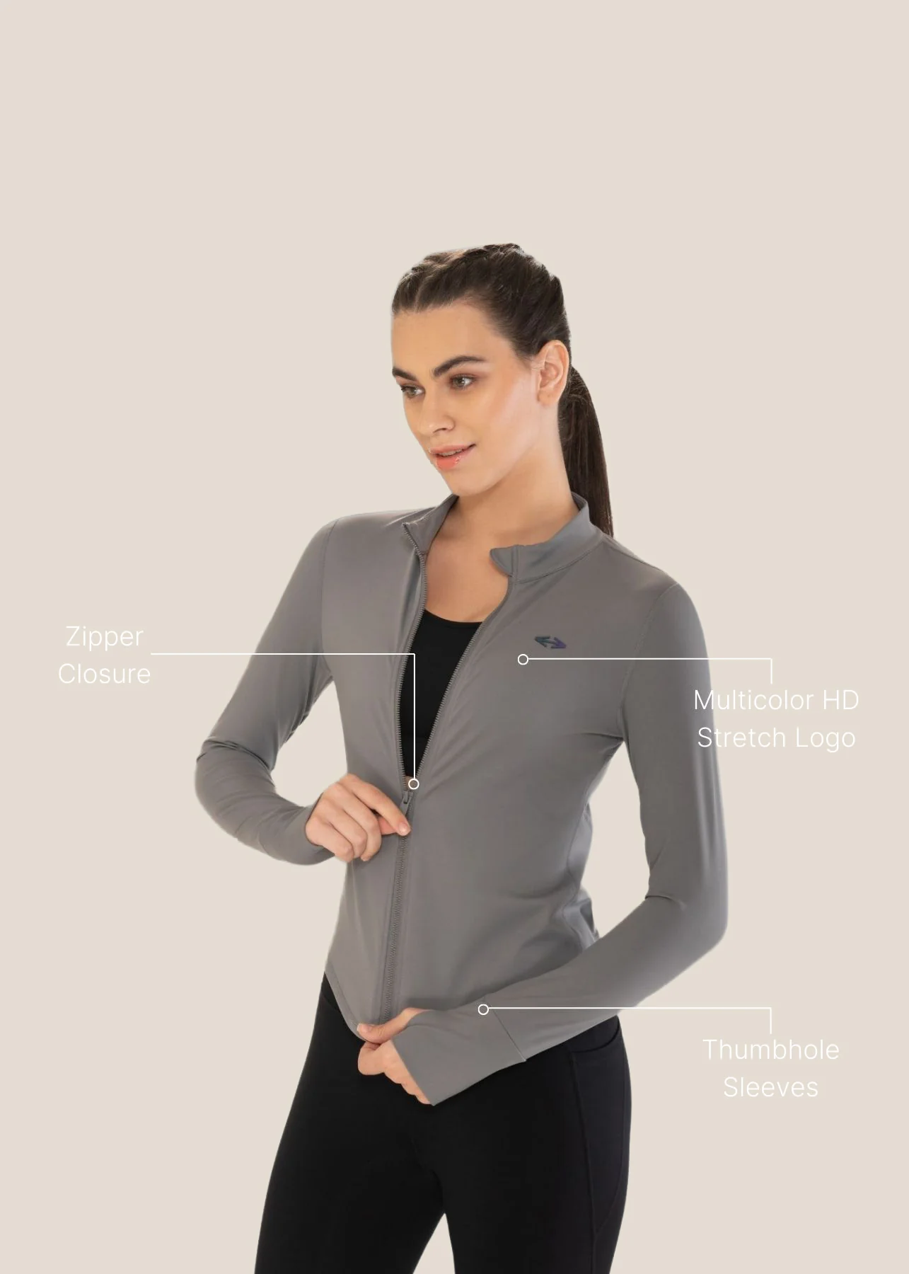 Women Active Jacket - Grey - Image 3