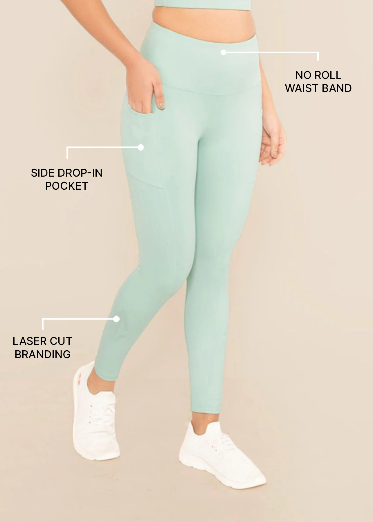 StrchFlex Workout Leggings - Mint Green - Image 3