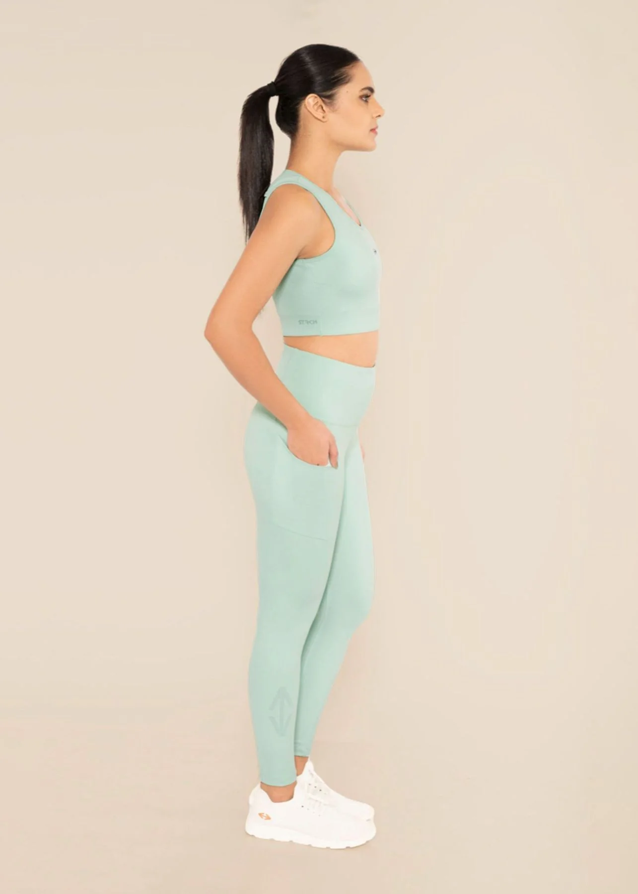 StrchFlex Workout Leggings - Mint Green - Image 4
