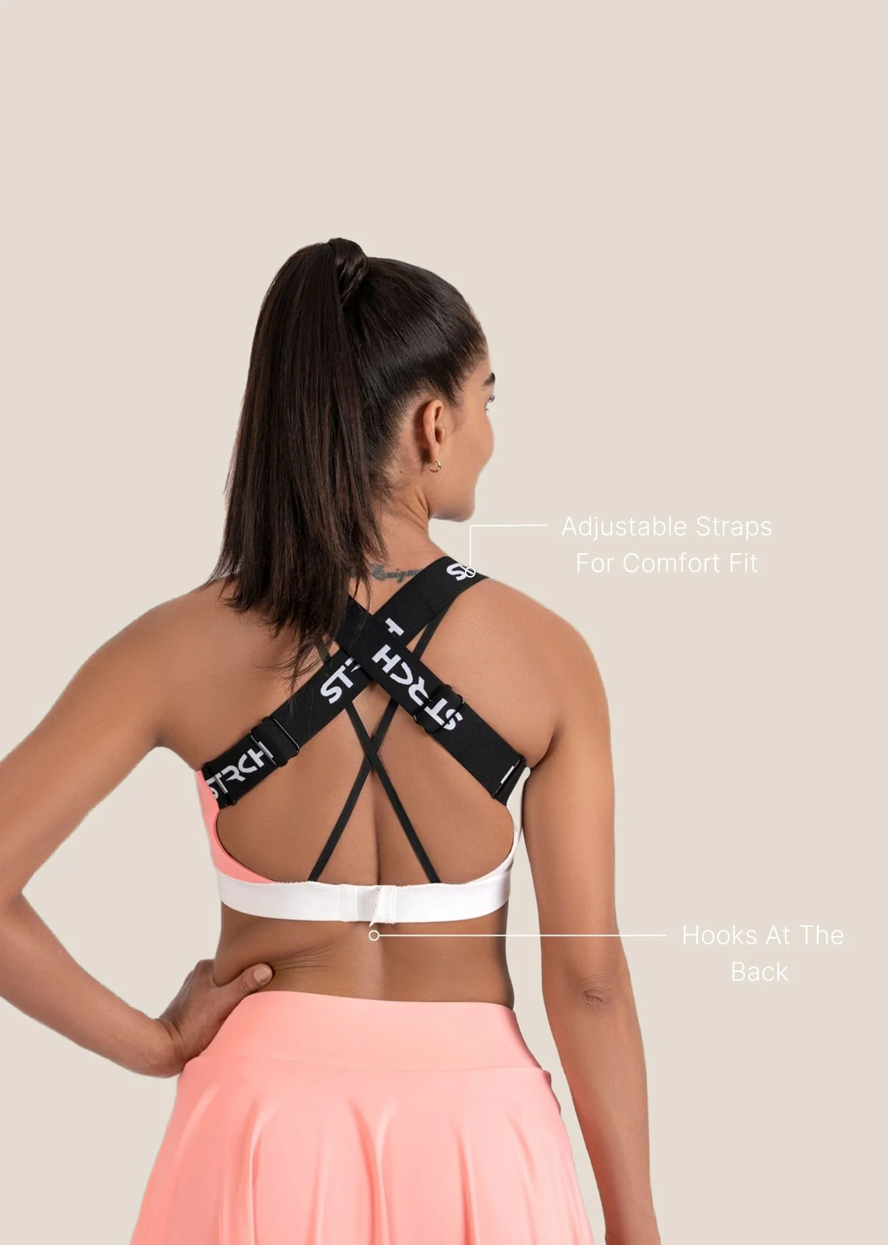StrchFlex Medium support sports bra - Peach - Image 3