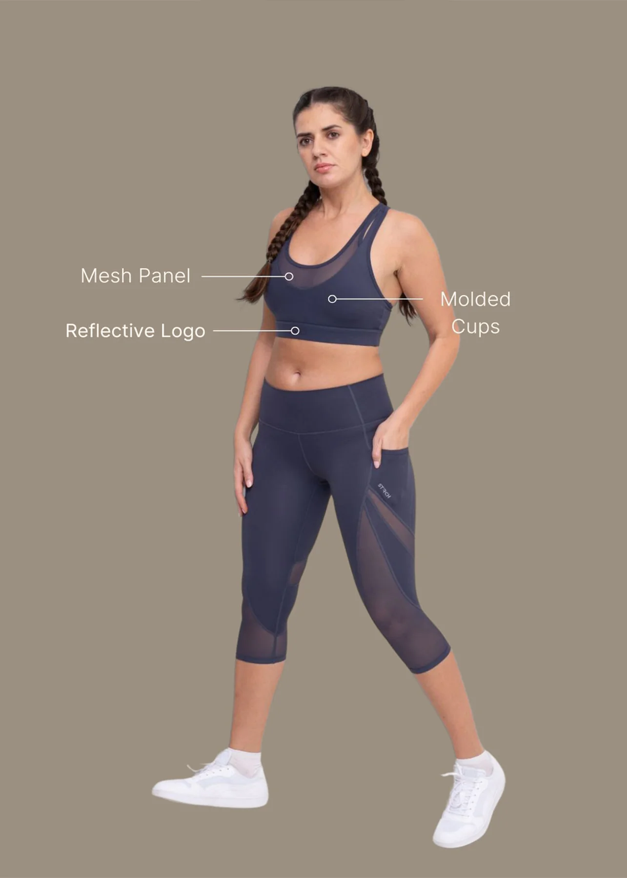 High Impact Breath-easy Sports bra - Dusty Blue - Image 3