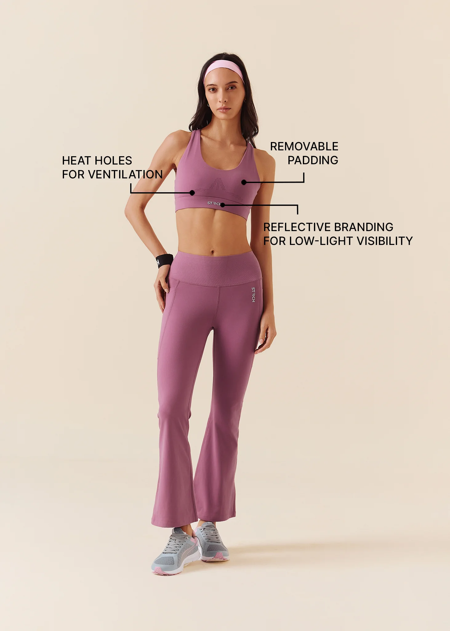Women Breathable Racerback Bra - Grape Nector - Image 3