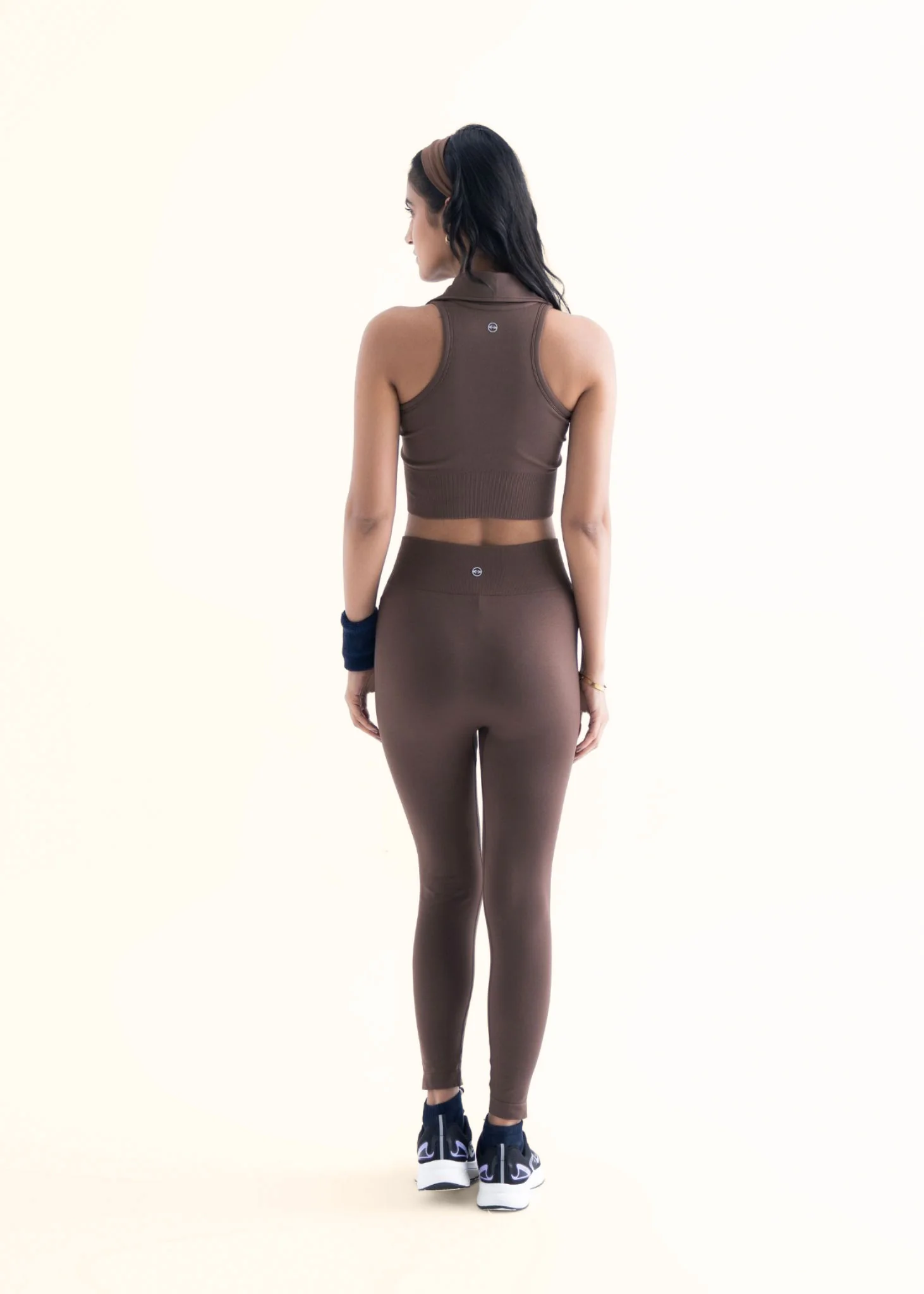 Seamless Polo Crop Tee - Mocha Brown - Image 7