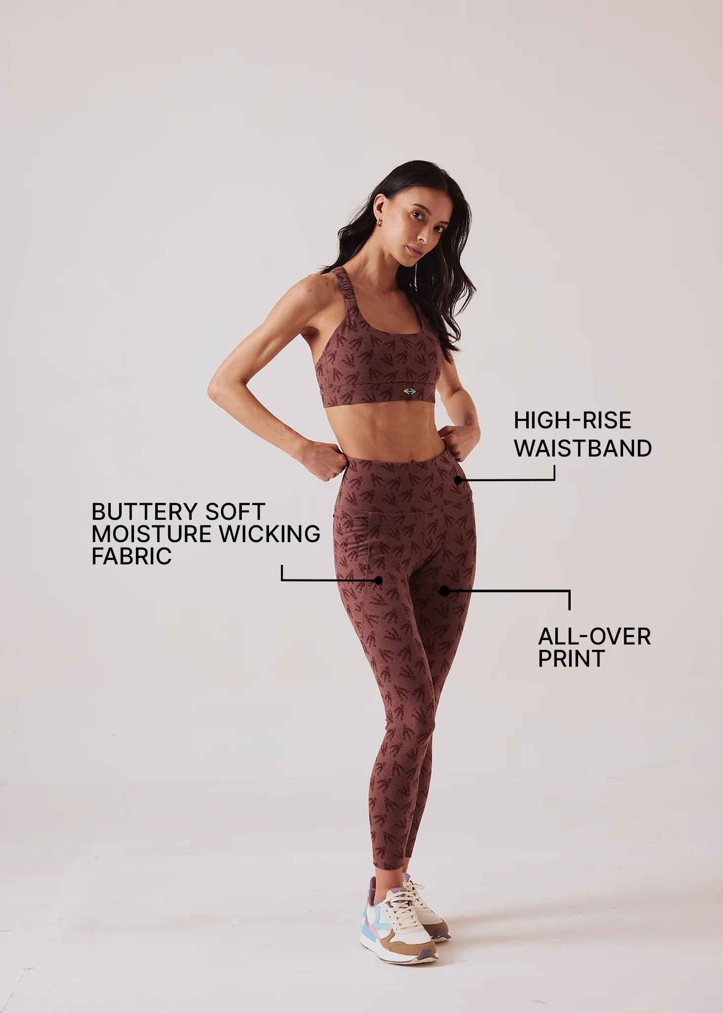 Women Comfort Fit Leggings - Raisin Brown - Image 3