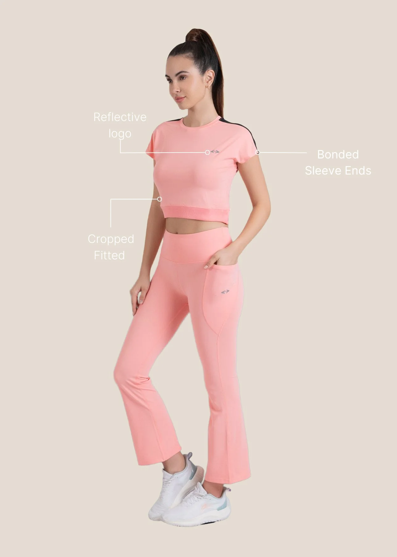 Gym core Cropped Tee - Peach - Image 3