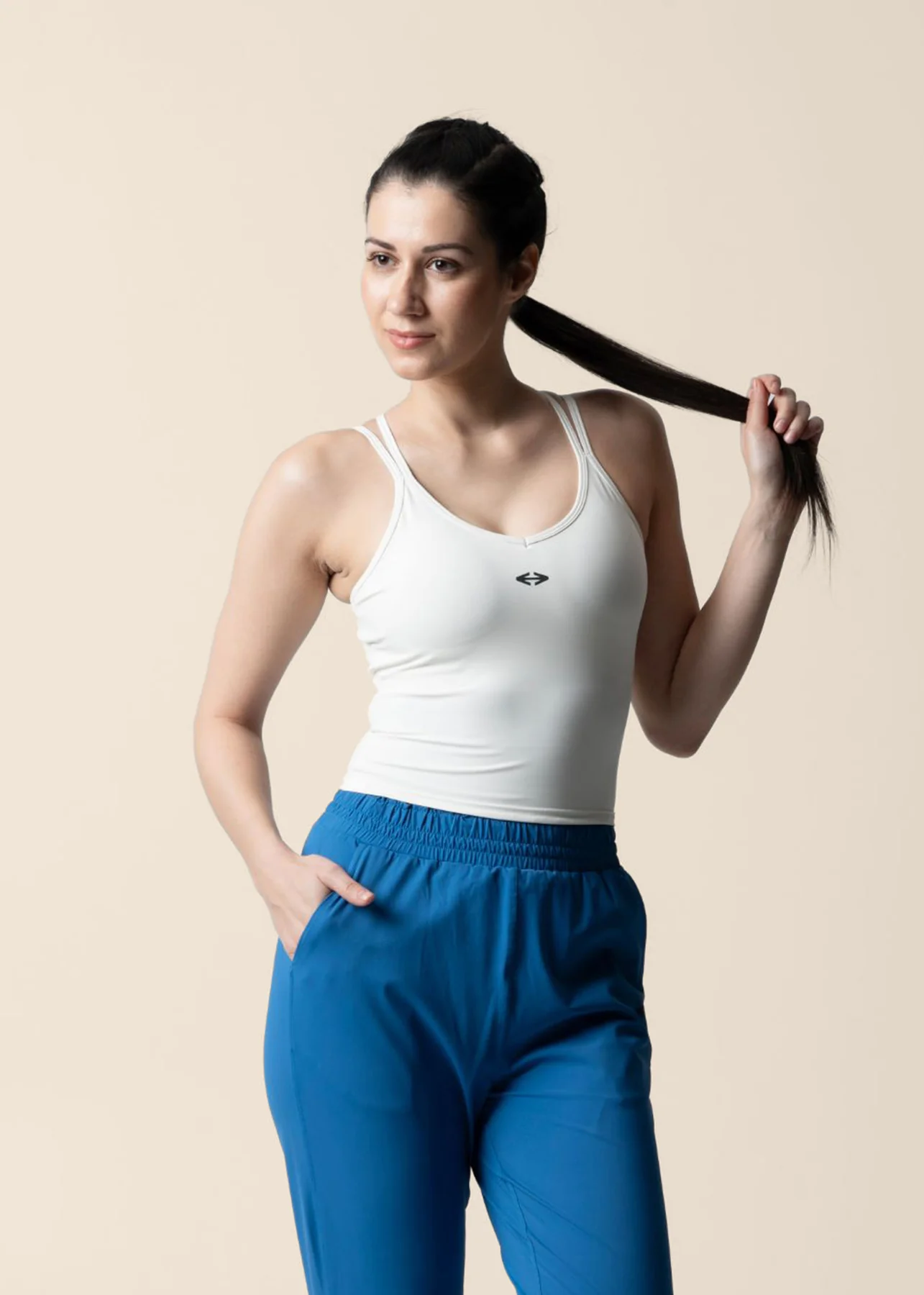 Women Criss Cross Bra Tank - White