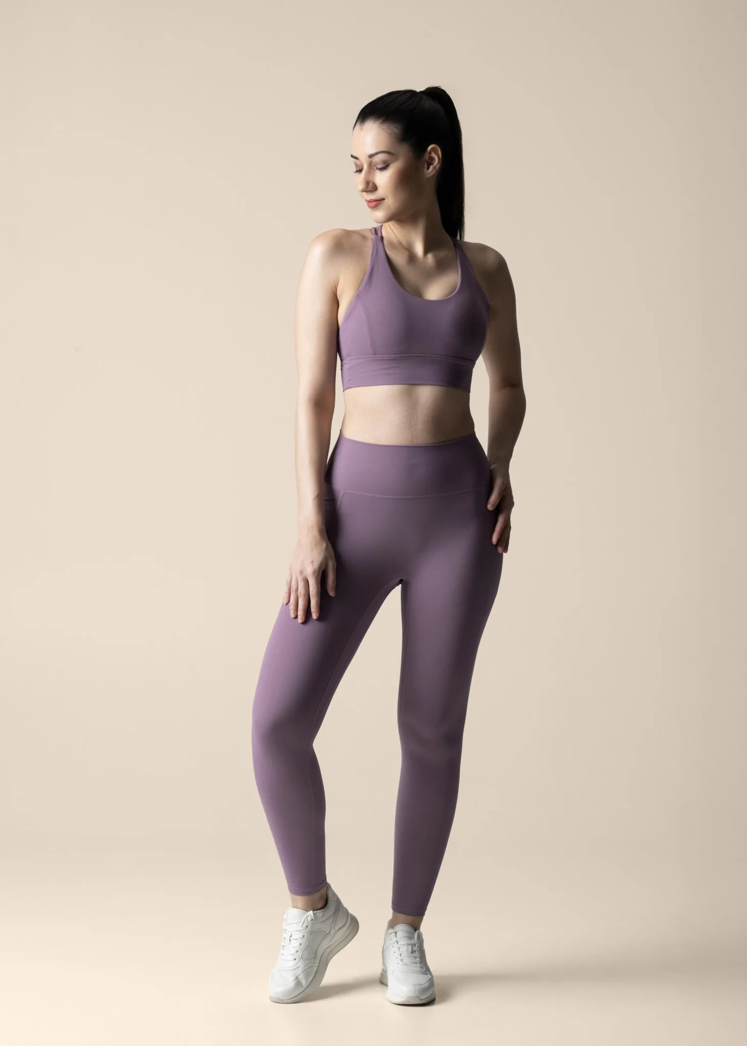 Women Criss Cross Gym Sports Bra - Blue Lilac - Image 4