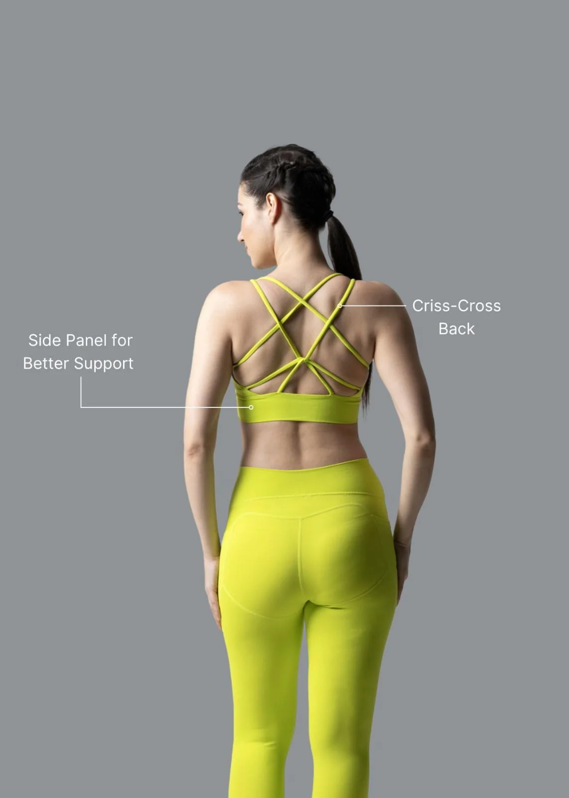 Women Criss Cross Gym Sports Bra - Neon Green - Image 2