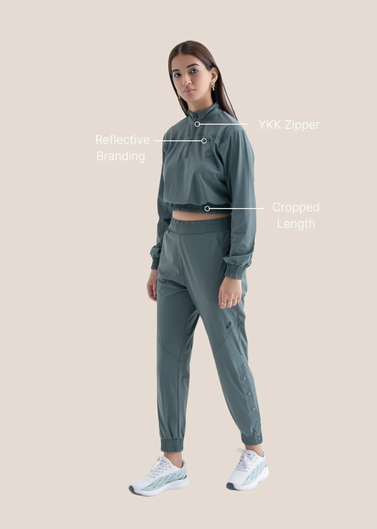 Women Cropped Jacket - Balsam Green - Image 3