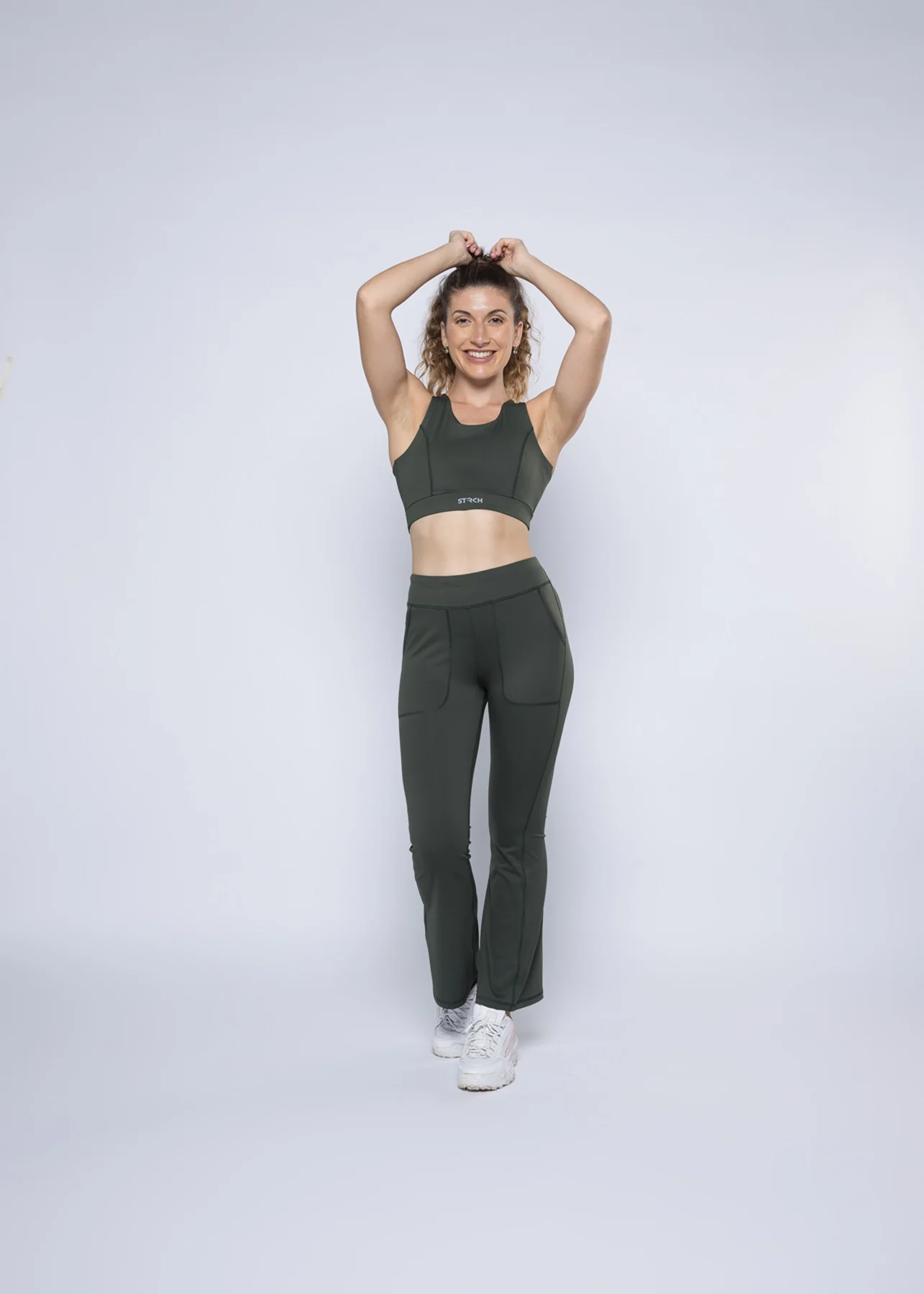 Women Cross Back Active Bra Dark Green