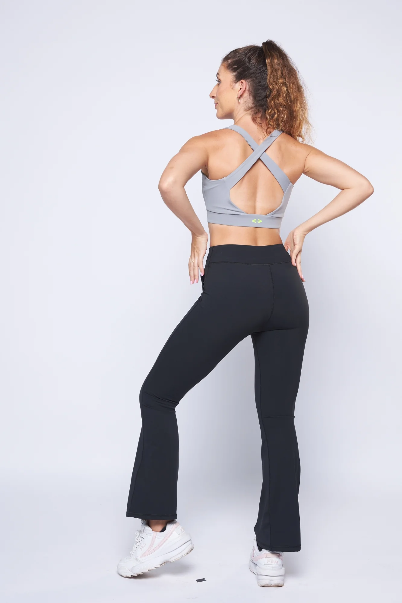 Women Cross Back Active Bra Grey - Image 2