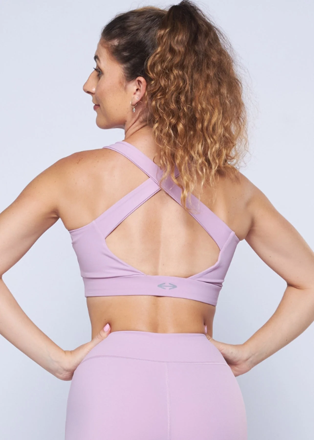 Women Cross Back Active Bra Lavender - Image 2
