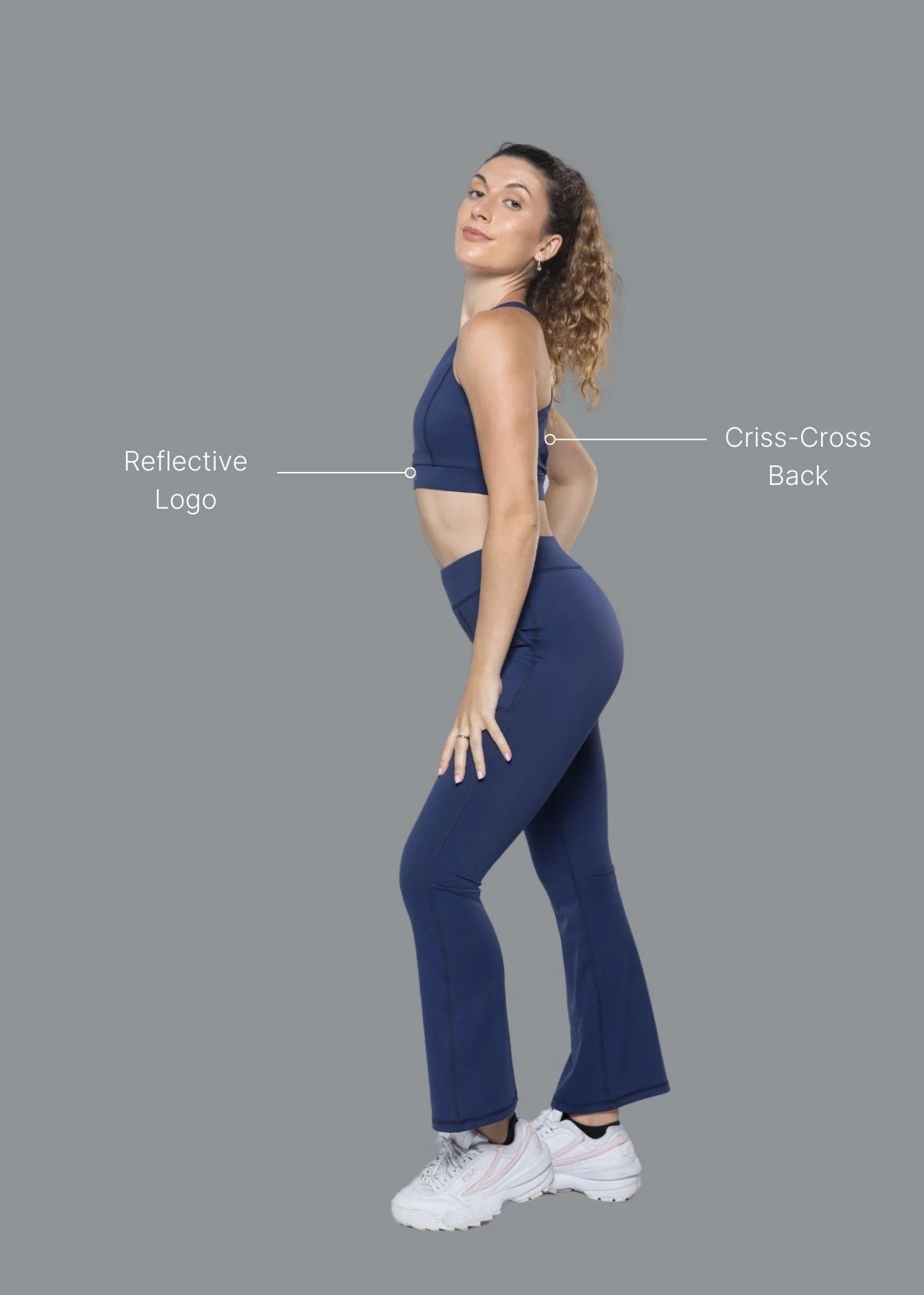 Women Cross Back Active Bra Navy Blue - Image 2