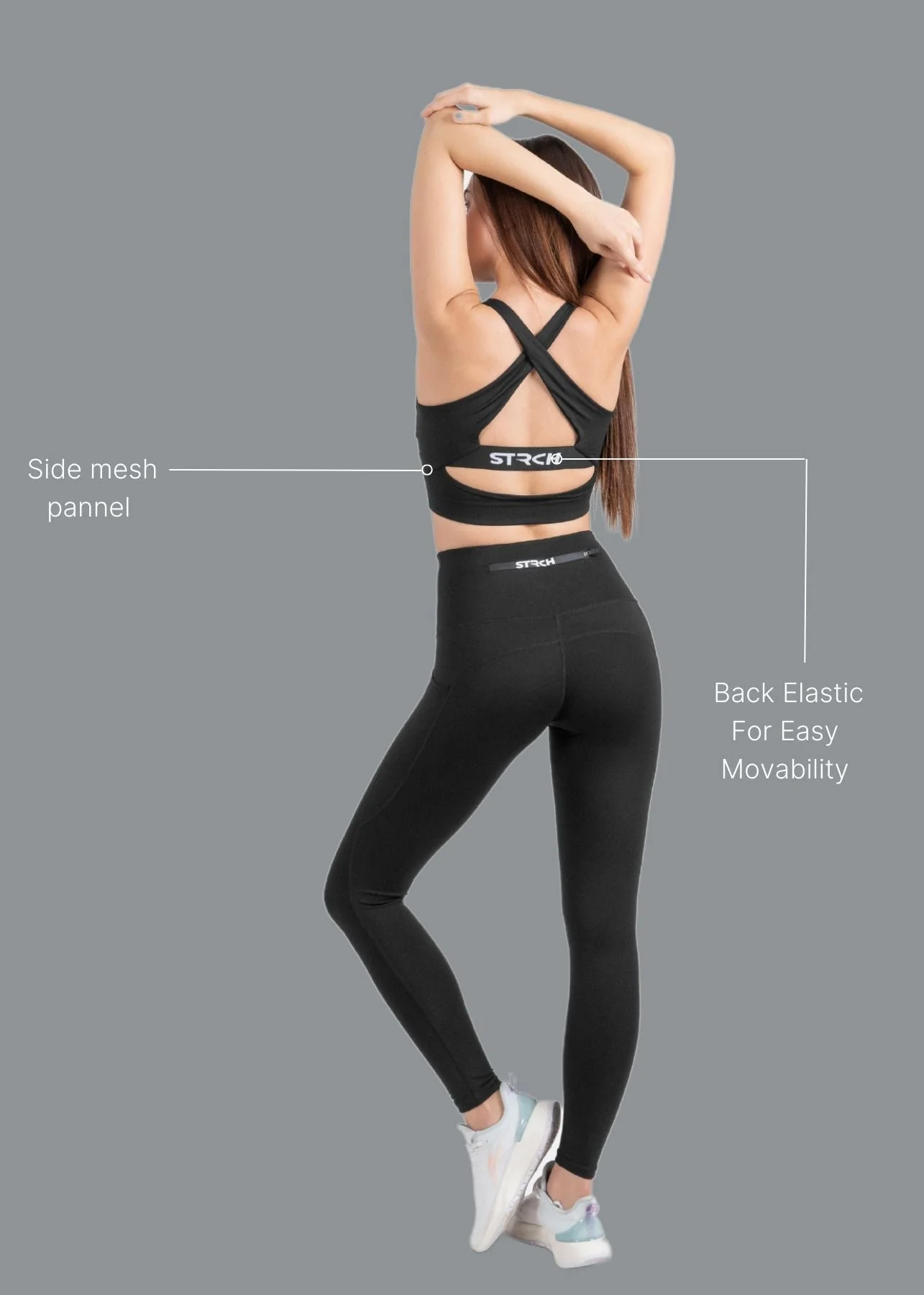High Support Cross back sports bra - Black - Image 2