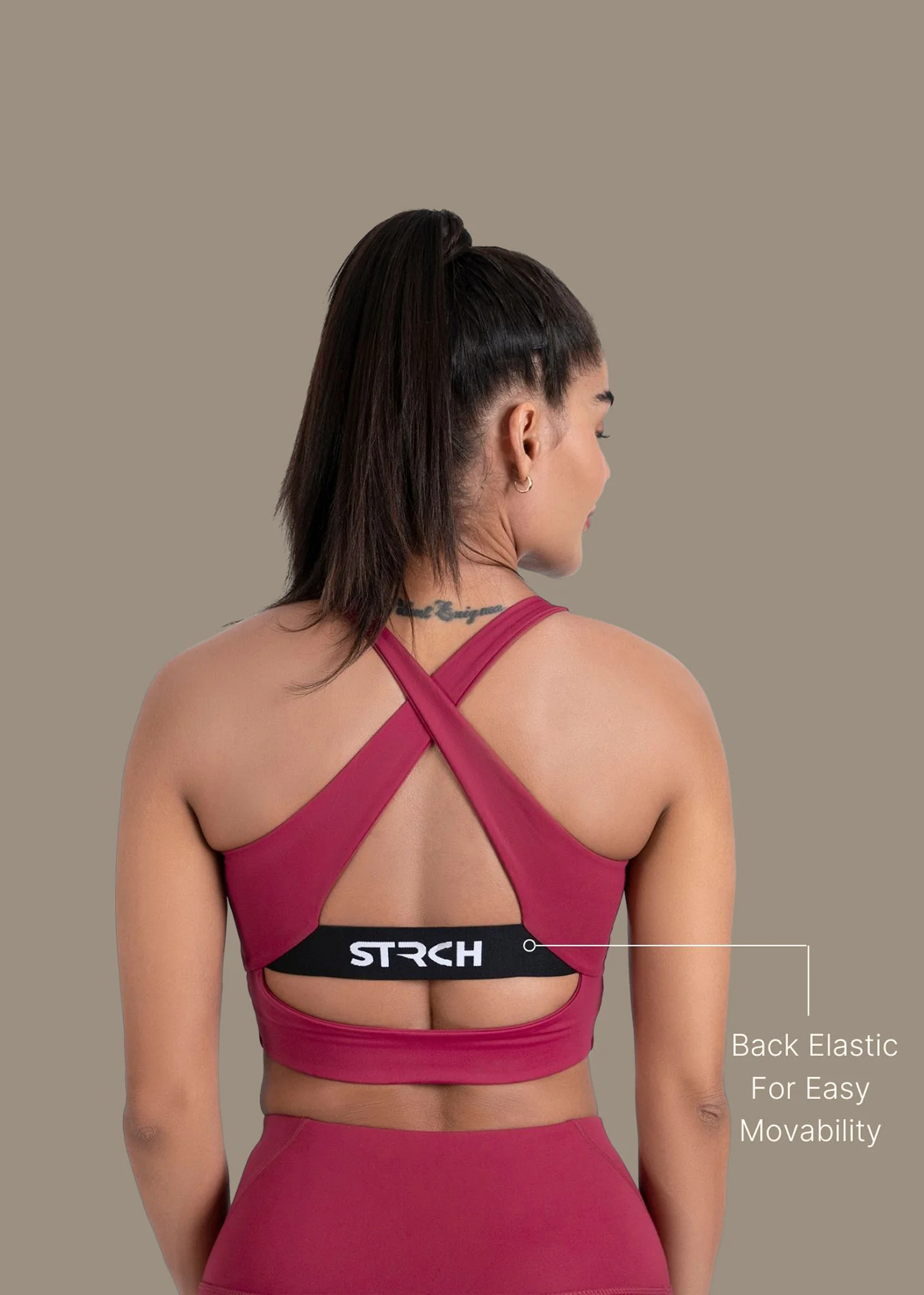 High Support Cross back sports bra - Maroon - Image 5