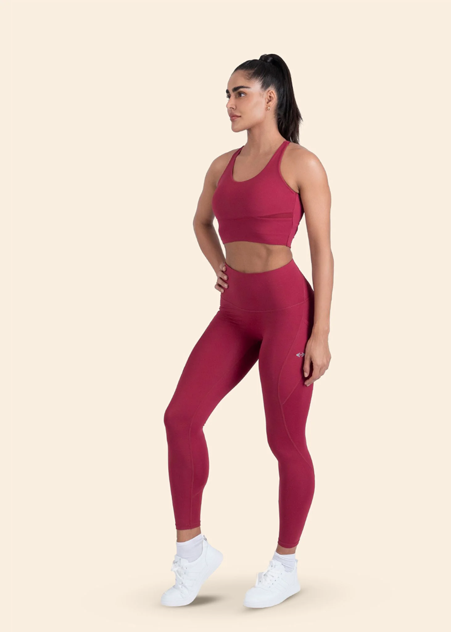 High Support Cross back sports bra - Maroon - Image 6