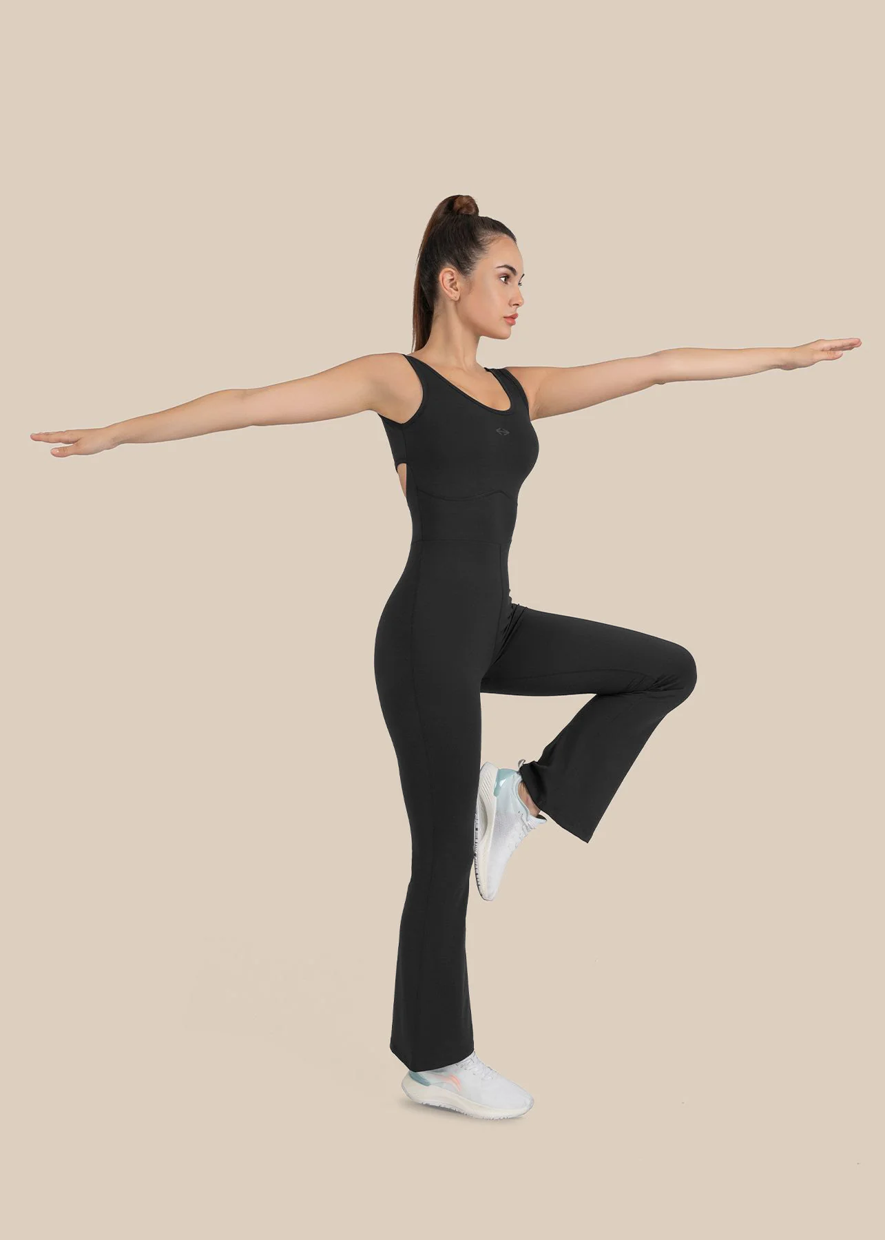 Women Cross Back Jumpsuit - Black - Image 2