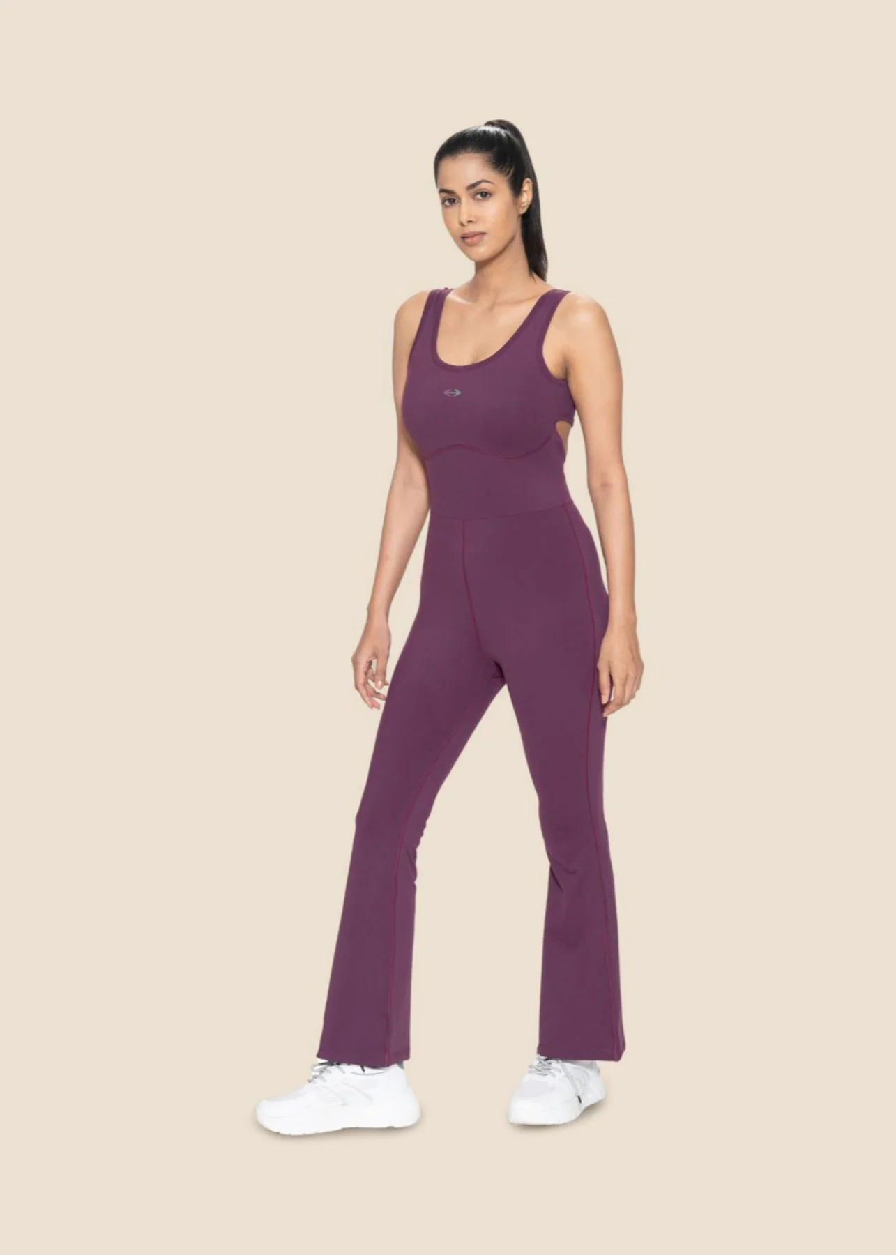 MWomen Cross Back Jumpsuit - Wine - Image 4