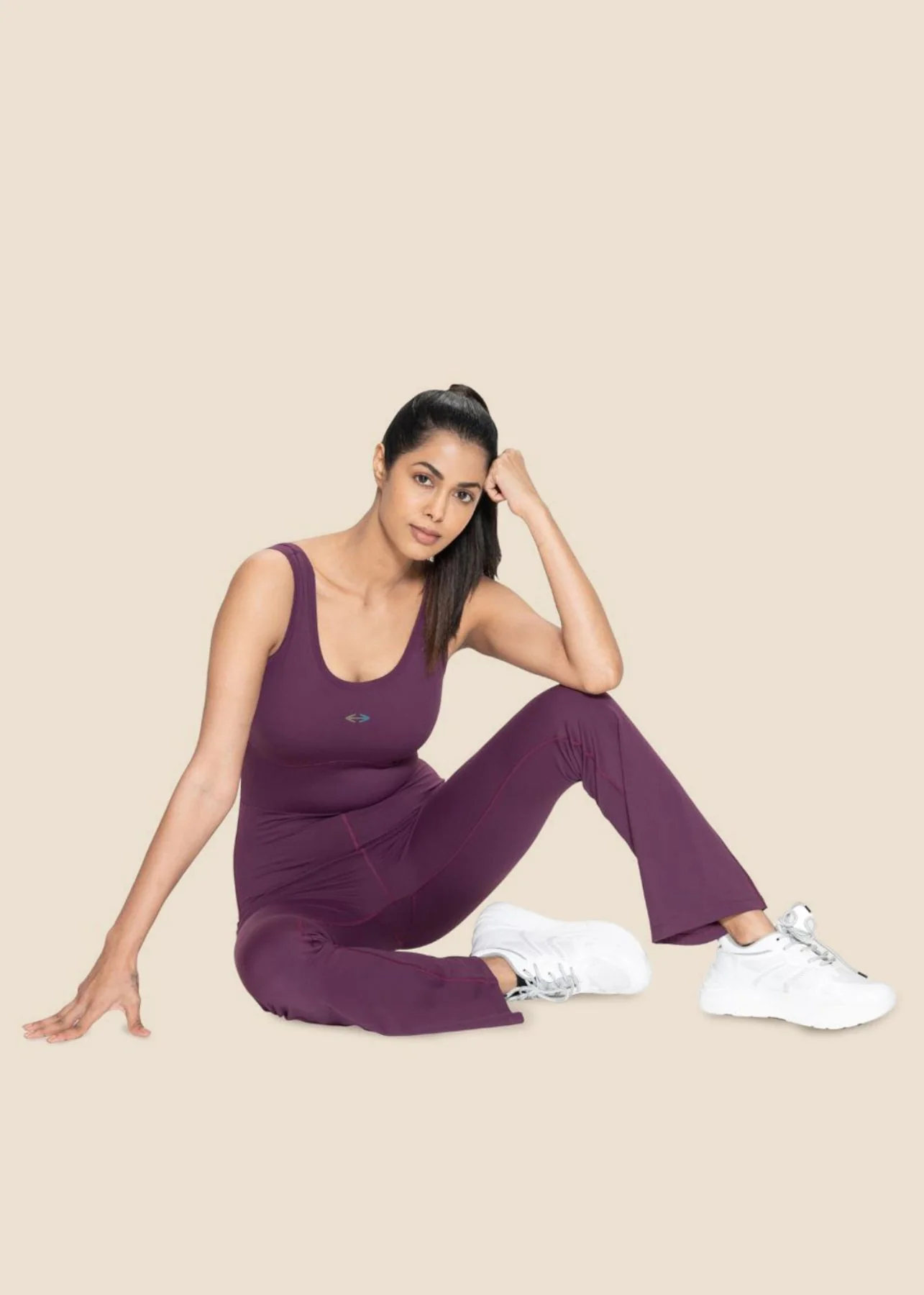 MWomen Cross Back Jumpsuit - Wine - Image 5