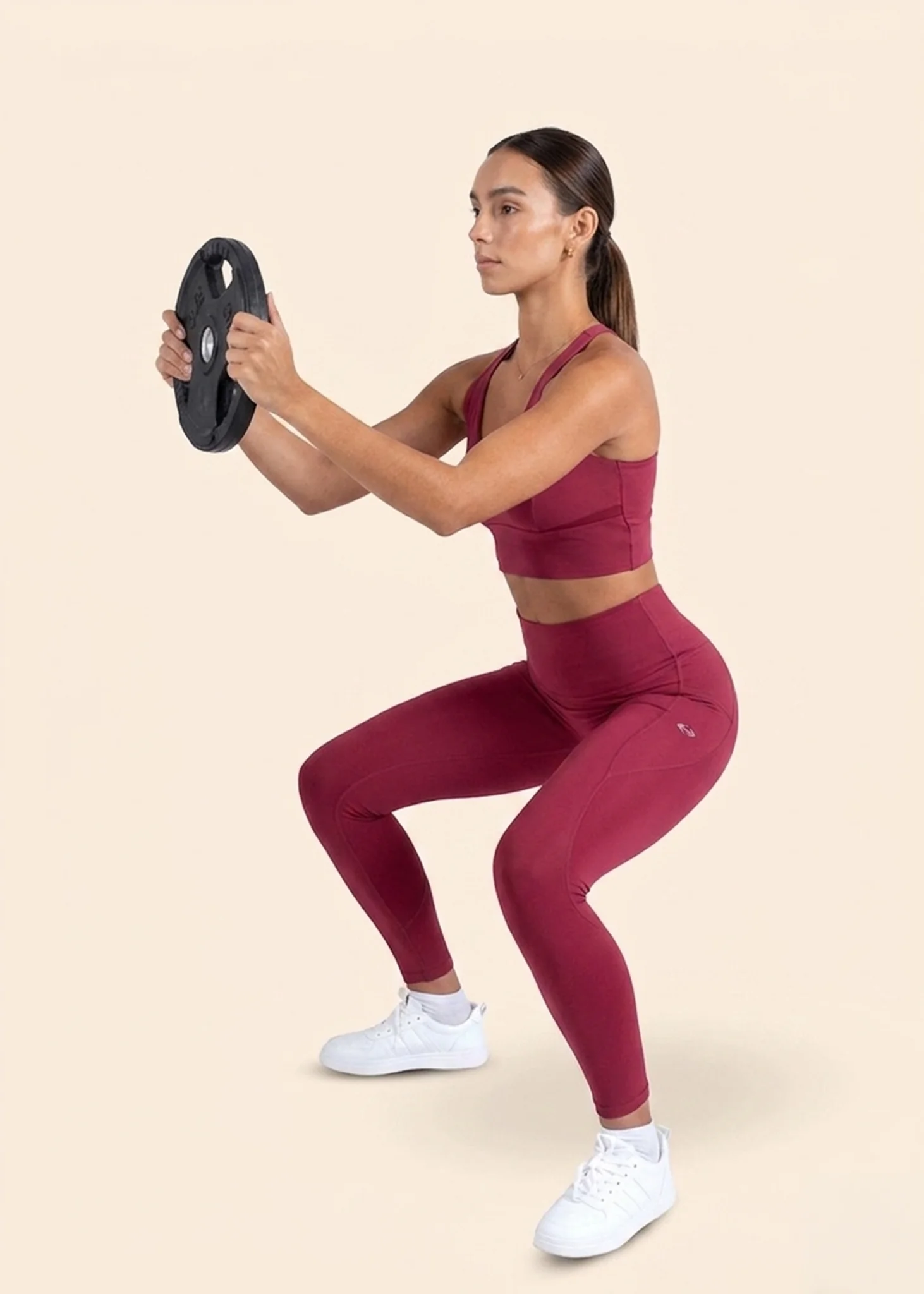 High Impact full coverage sports bra - Maroon - Image 2