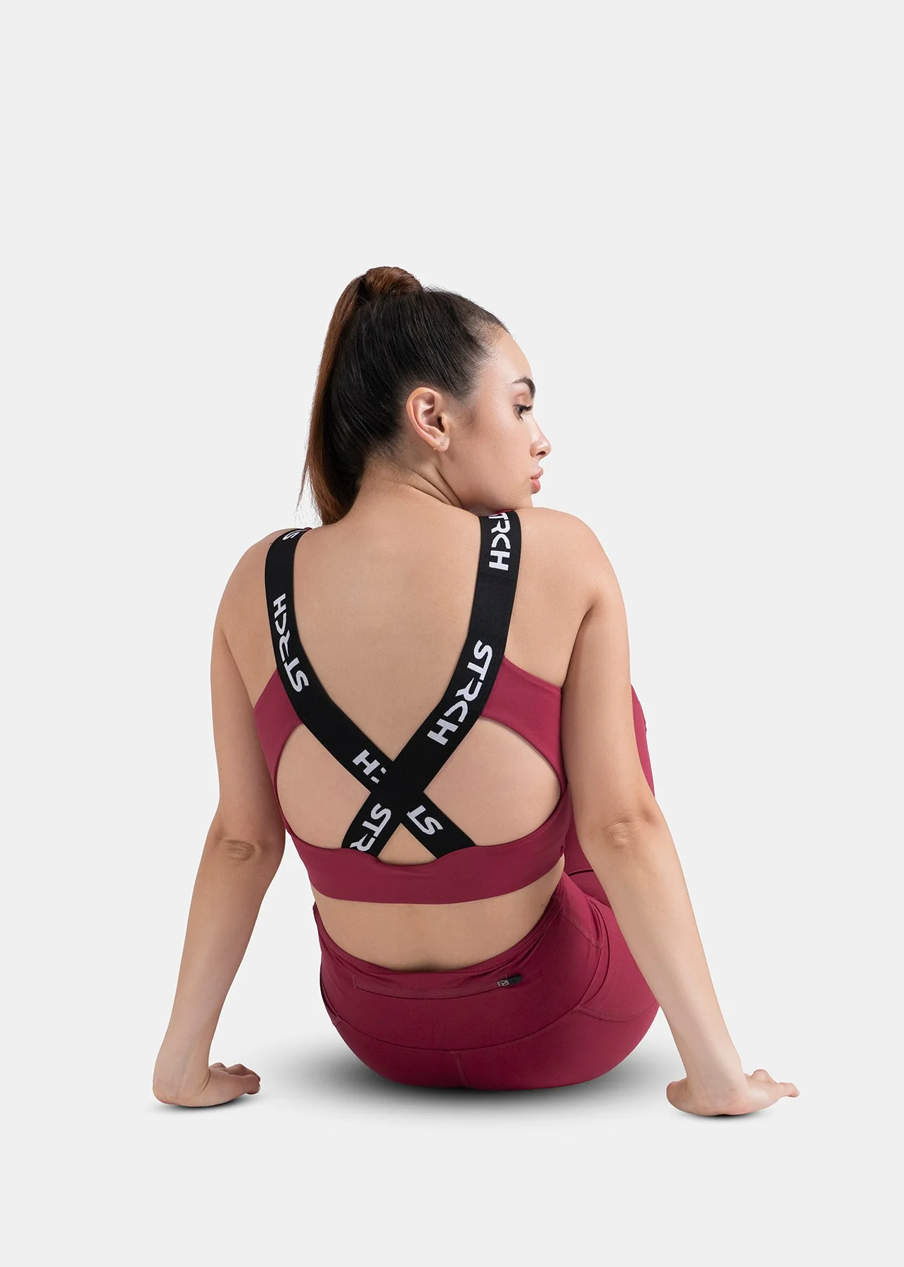 High Impact full coverage sports bra - Maroon - Image 5
