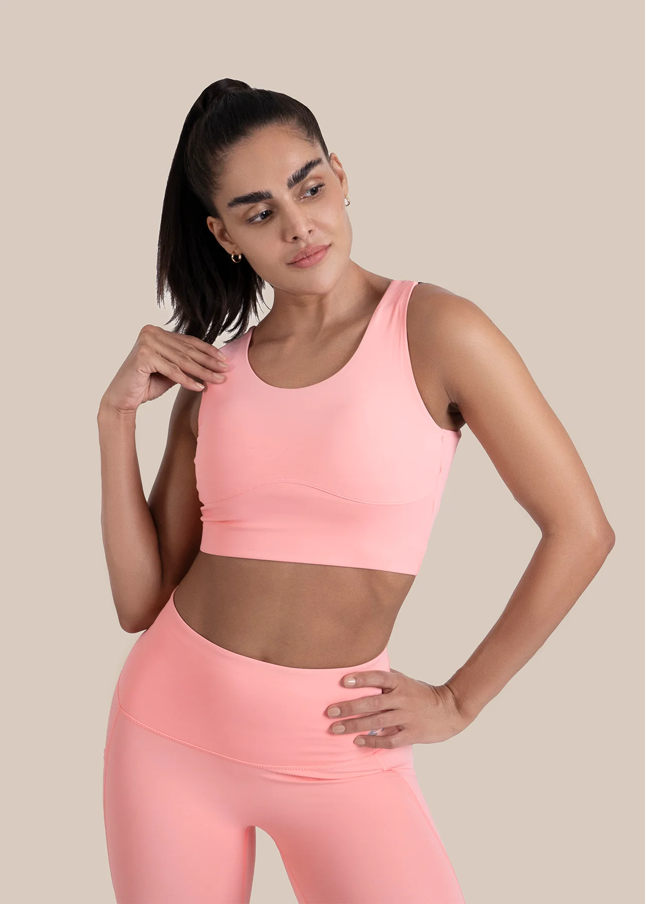 High Impact full coverage sports bra - Peach - Image 2