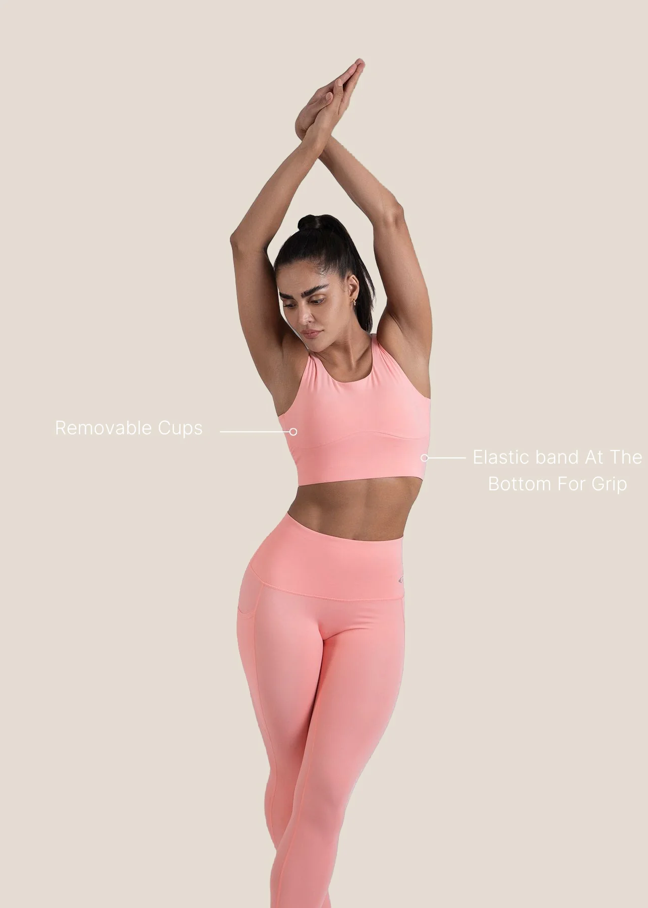 High Impact full coverage sports bra - Peach - Image 3