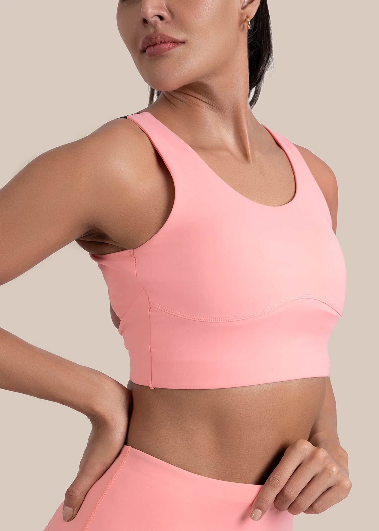 High Impact full coverage sports bra - Peach - Image 4