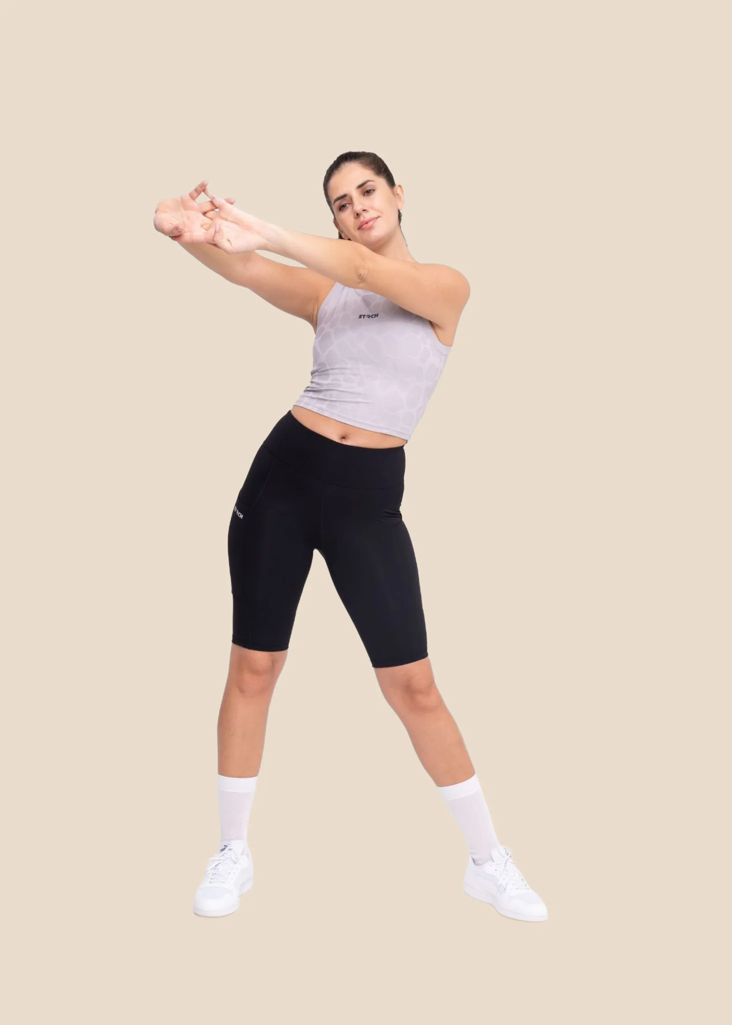 Women Dual Pocket Sports Shorts - Black - Image 2