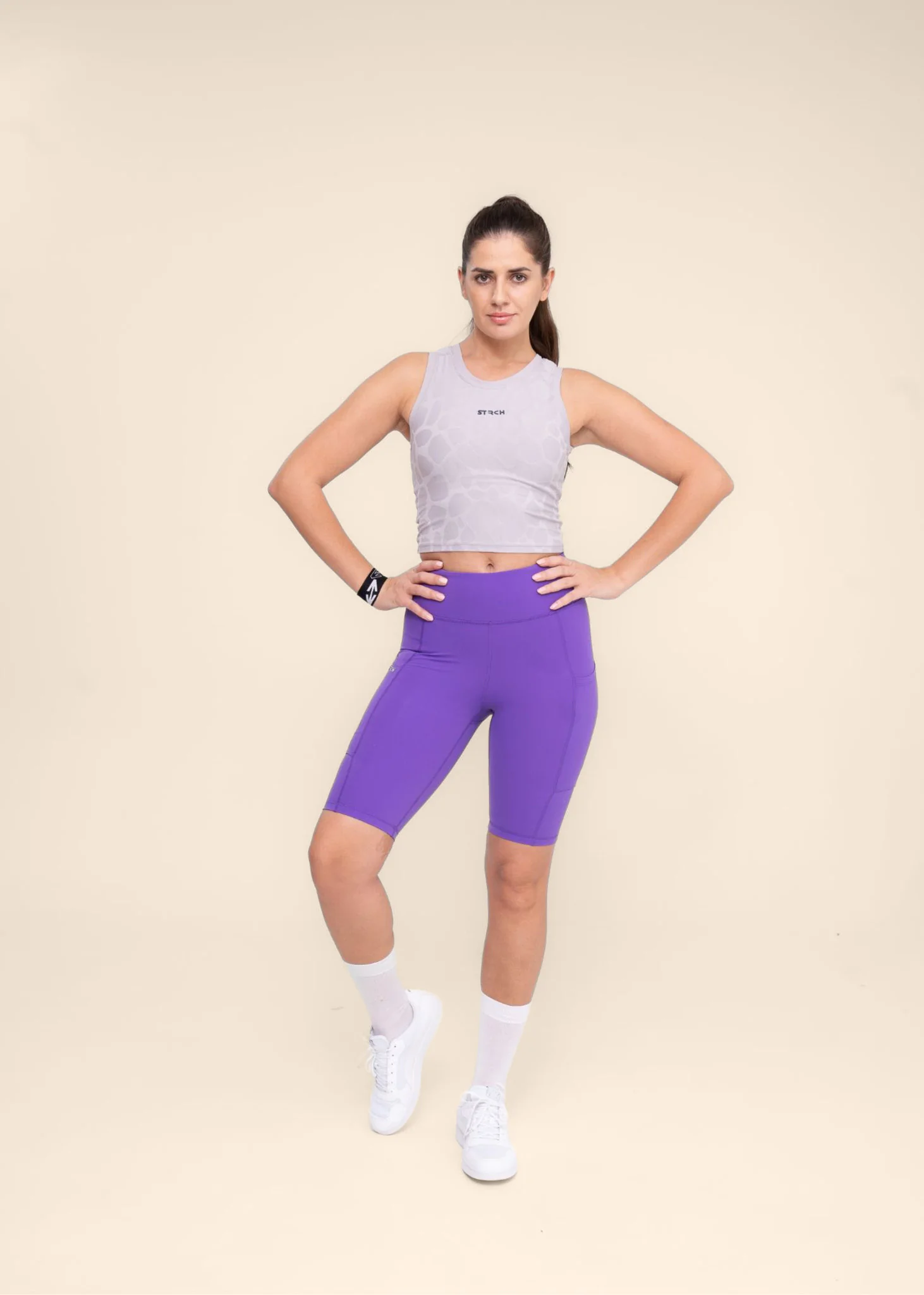 Women Dual Pocket Sports Shorts - Electric Violet - Image 4