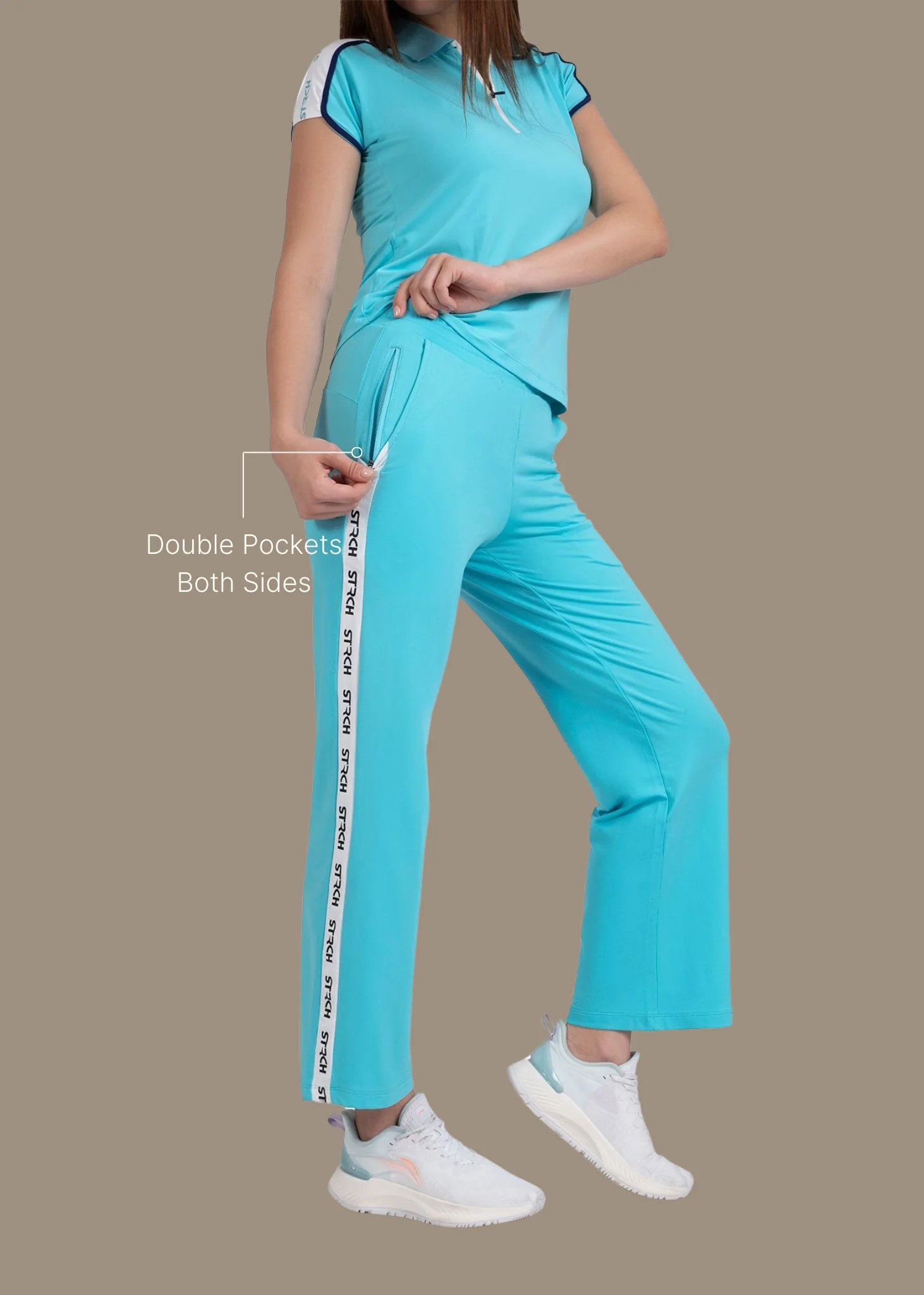 Women Dual Pocket Track Pants - Cyan Blue - Image 3