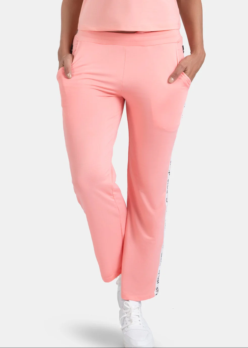 Women Dual Pocket Track Pants Peach