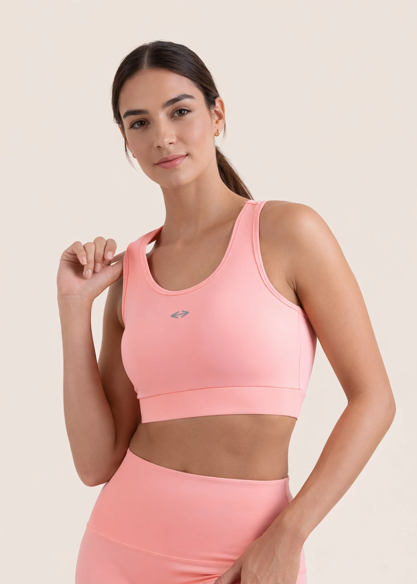 High Impact Basic Workout Sports Bra - Peach