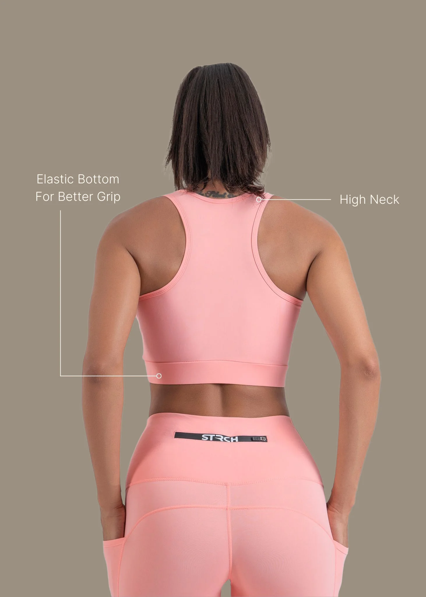 High Impact Basic Workout Sports Bra - Peach - Image 3