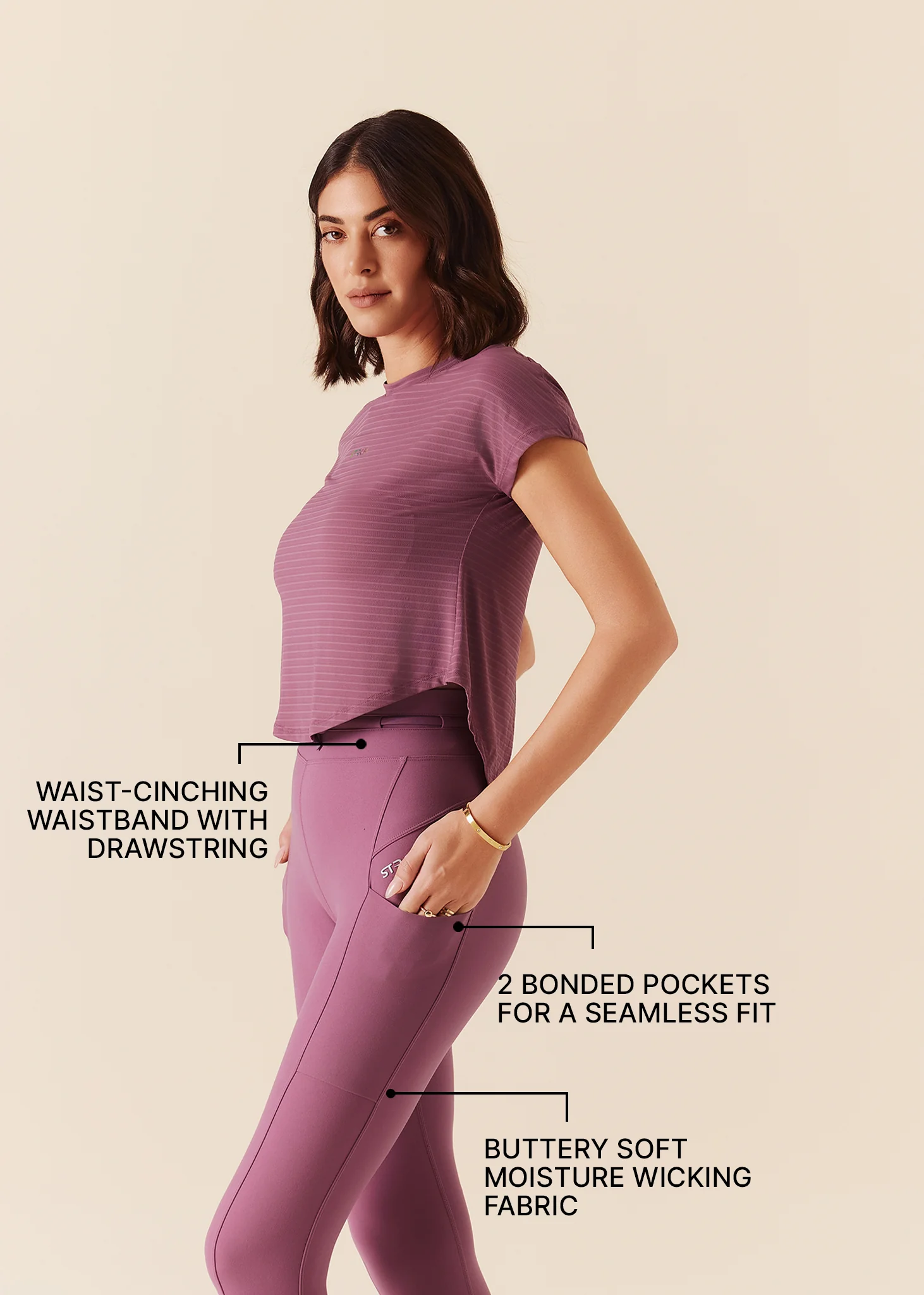 Women Fitness Training Pants - Grape Nector - Image 3