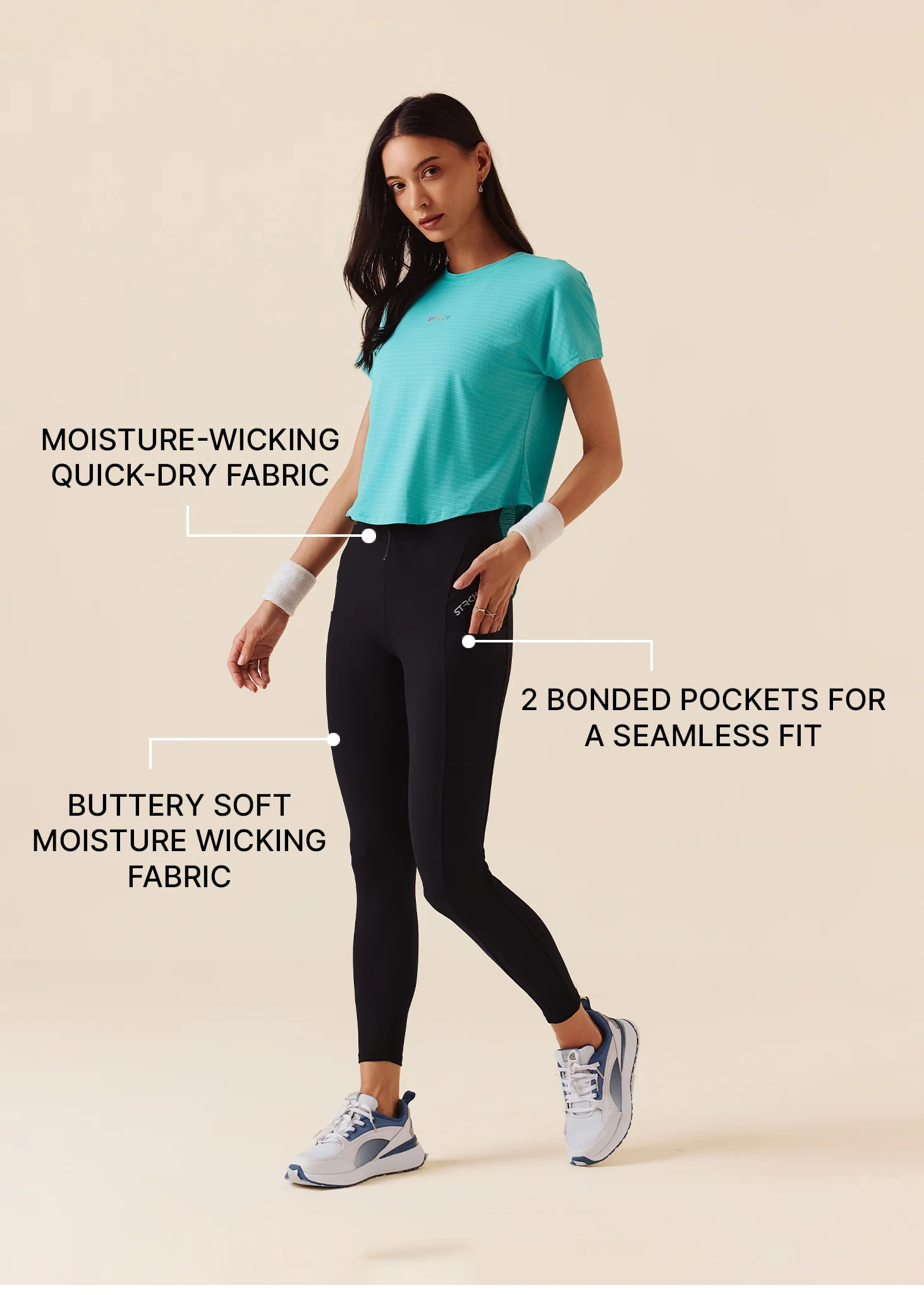 Women Fitness Training Pants - Jet Black - Image 3