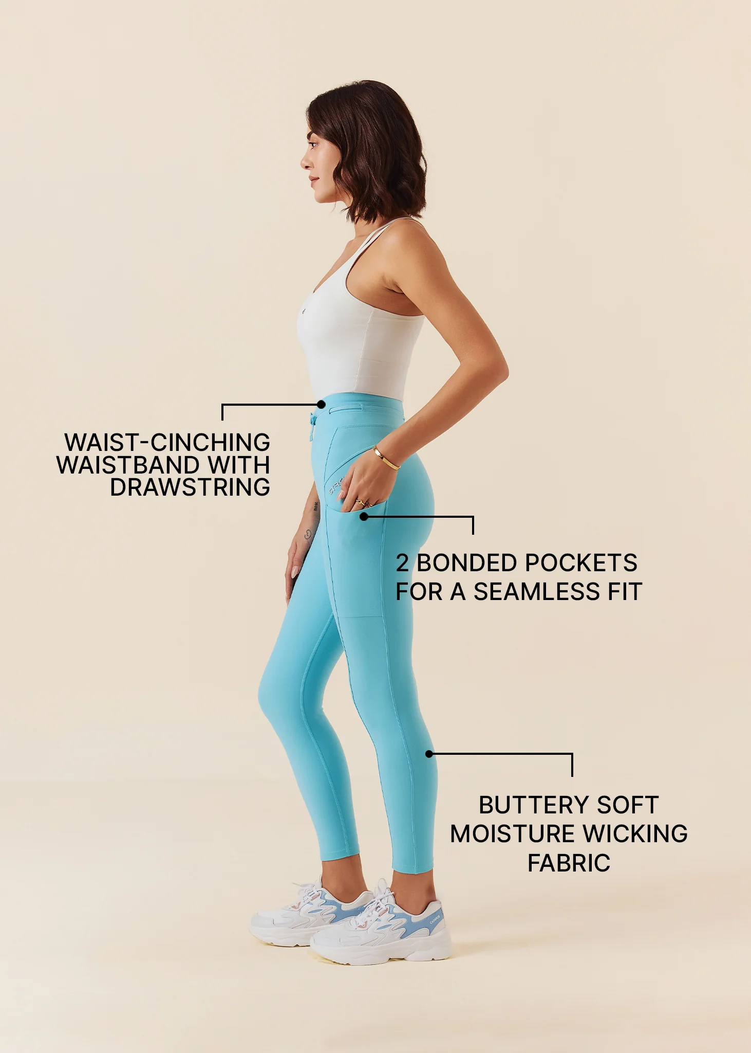Women Fitness Training Pants - Milky Blue - Image 3