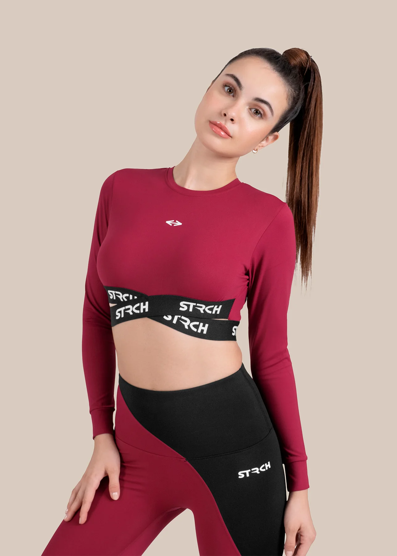 StrchFlex Sculpted Training Crop Top - Maroon