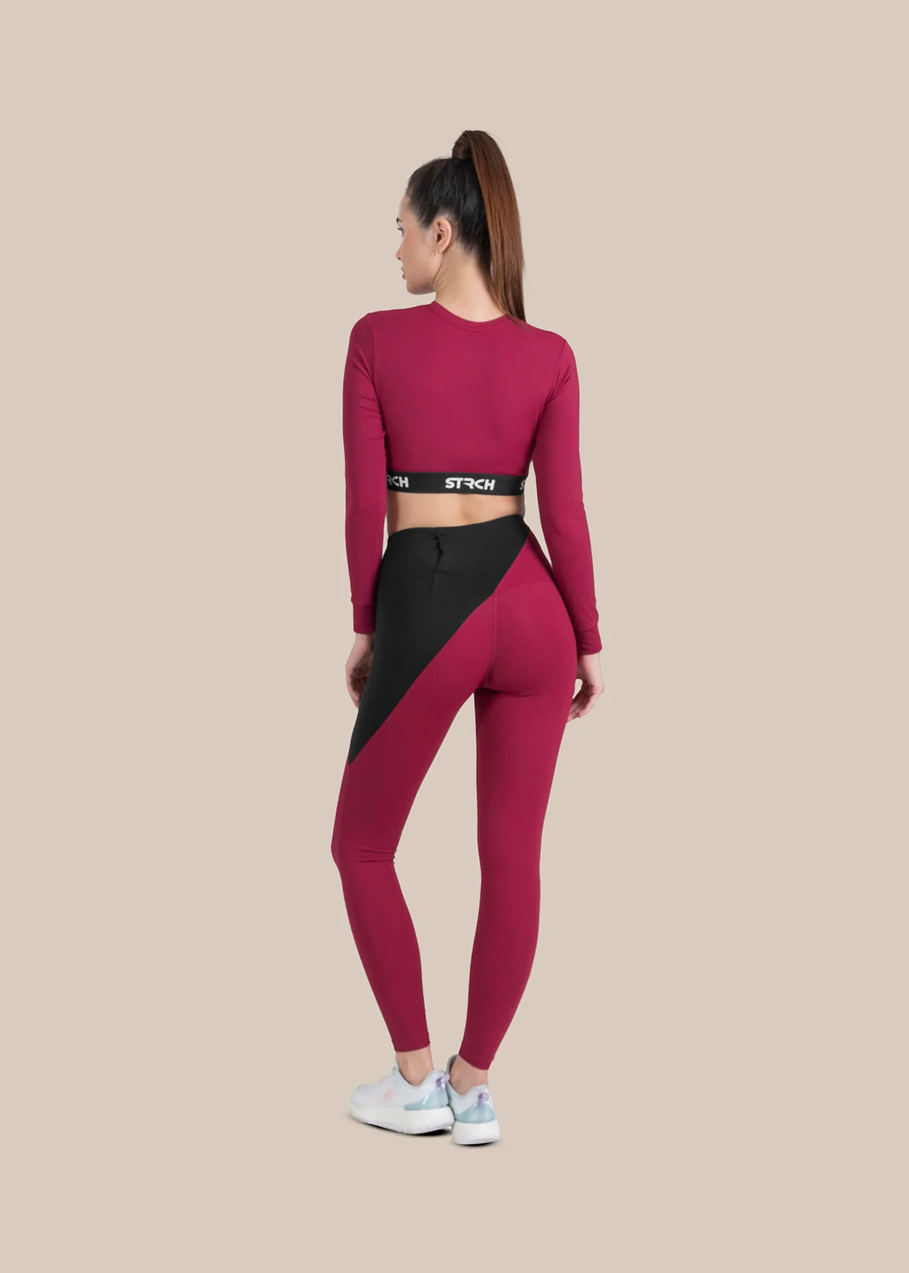 StrchFlex Sculpted Training Crop Top - Maroon - Image 5