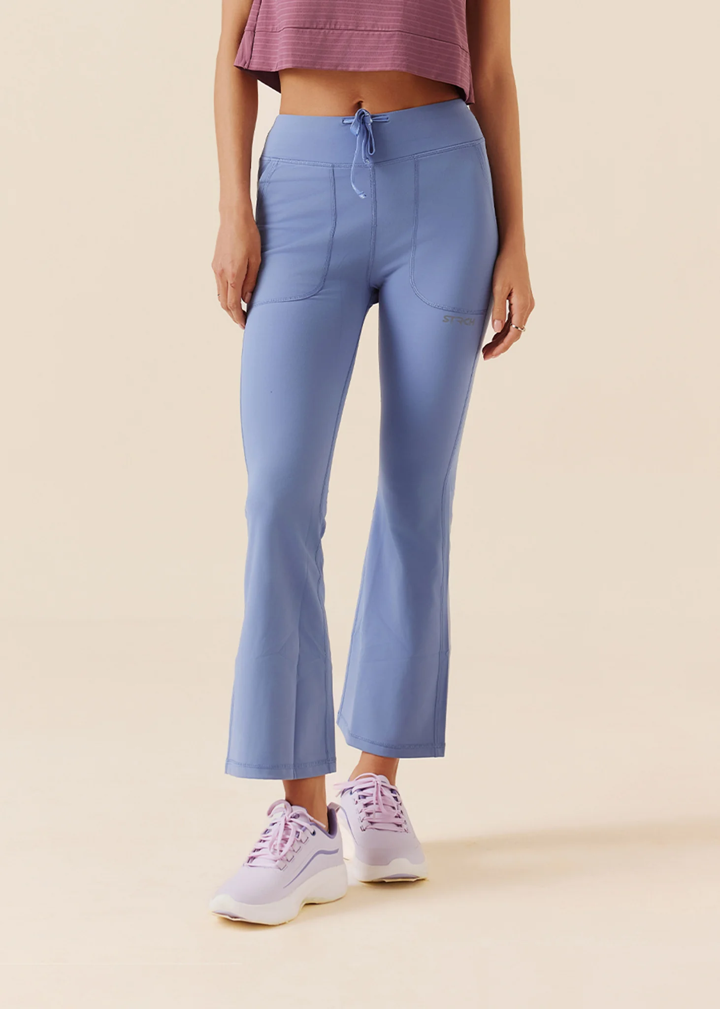 Women Gym Flare Pants - Ice Blue