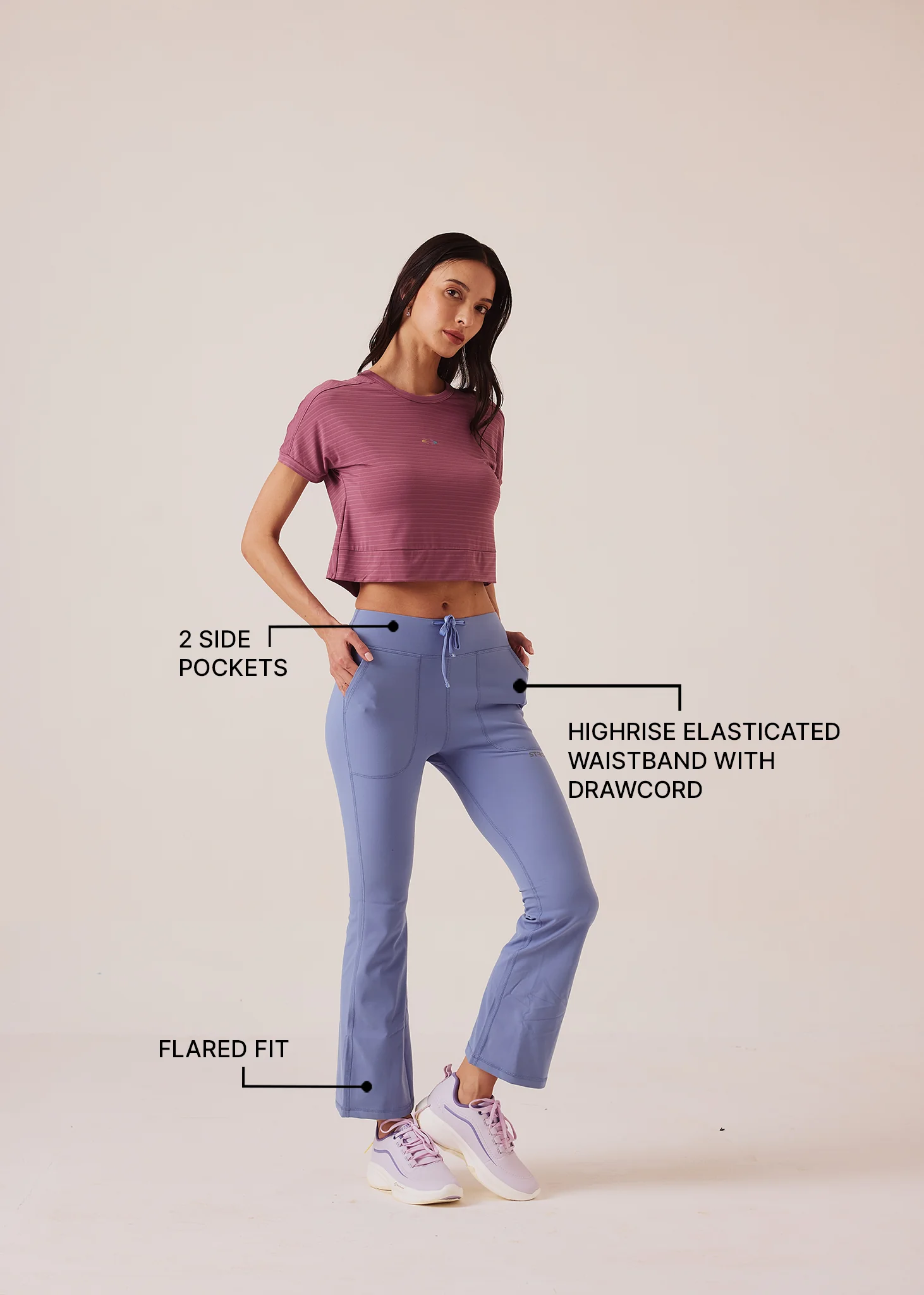 Women Gym Flare Pants - Ice Blue - Image 3