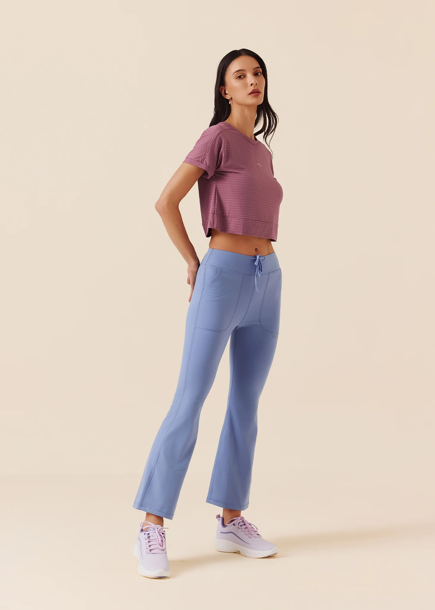 Women Gym Flare Pants - Ice Blue - Image 8
