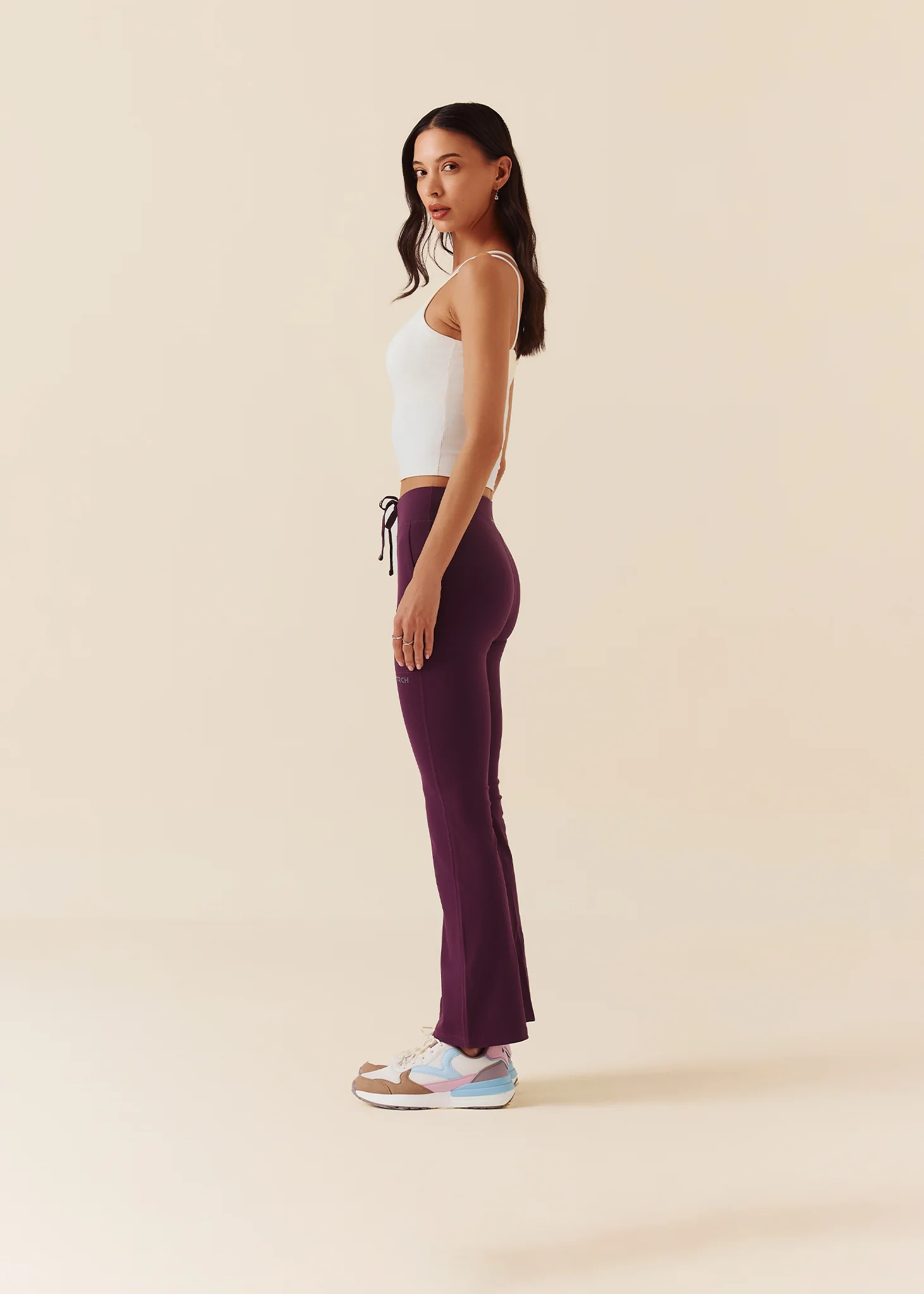 Women Gym Flare Pants - Maroon - Image 4