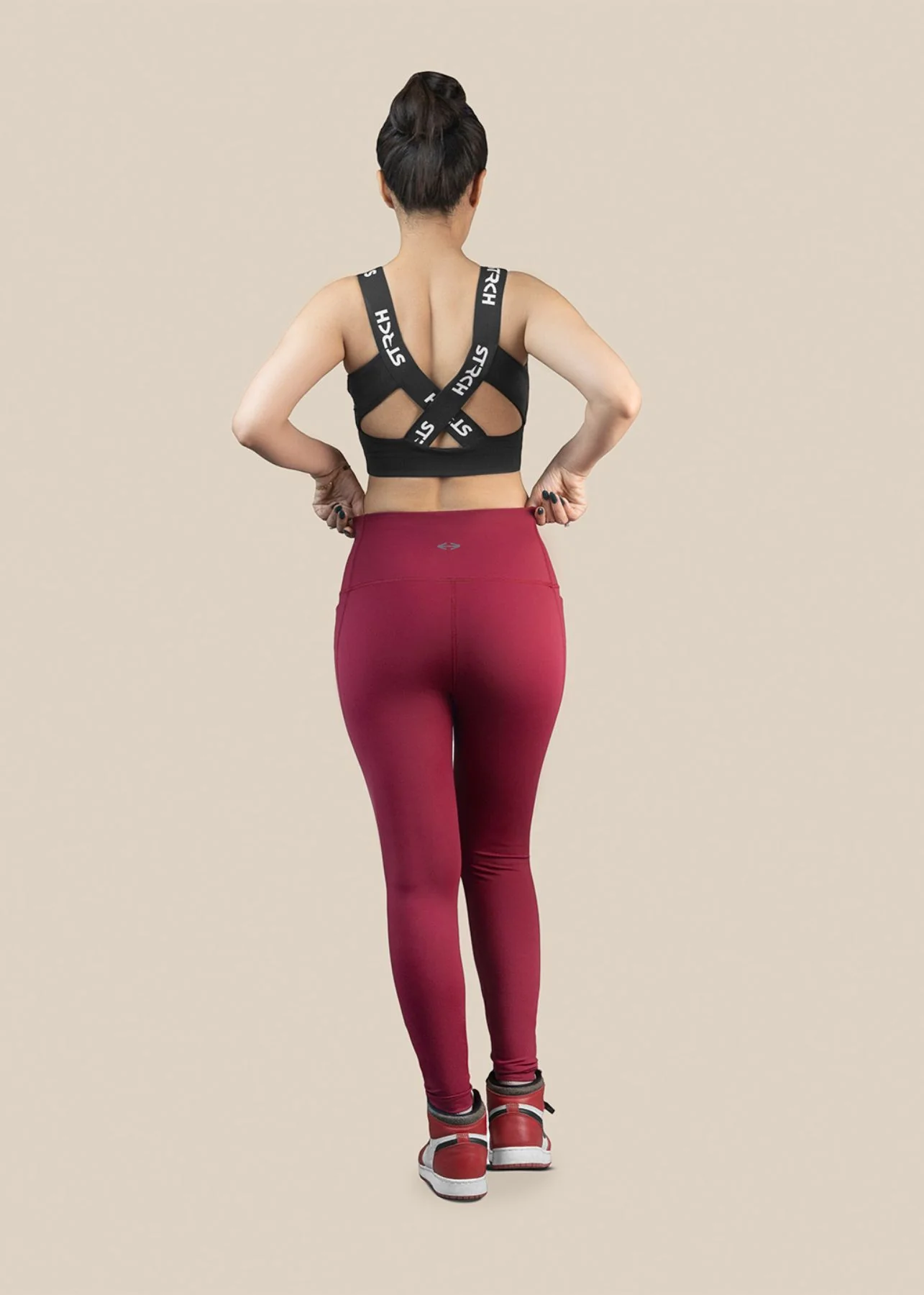 Women Gym To Yoga High Waist Leggings - Maroon - Image 6