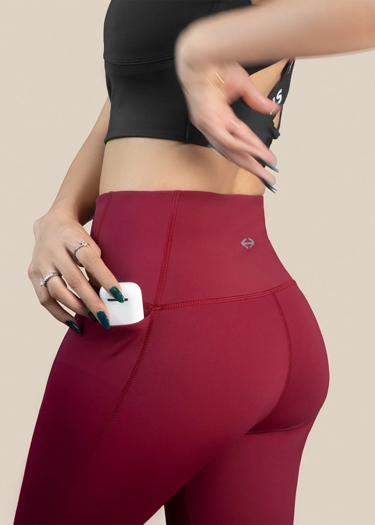 Women Gym To Yoga High Waist Leggings - Maroon - Image 7
