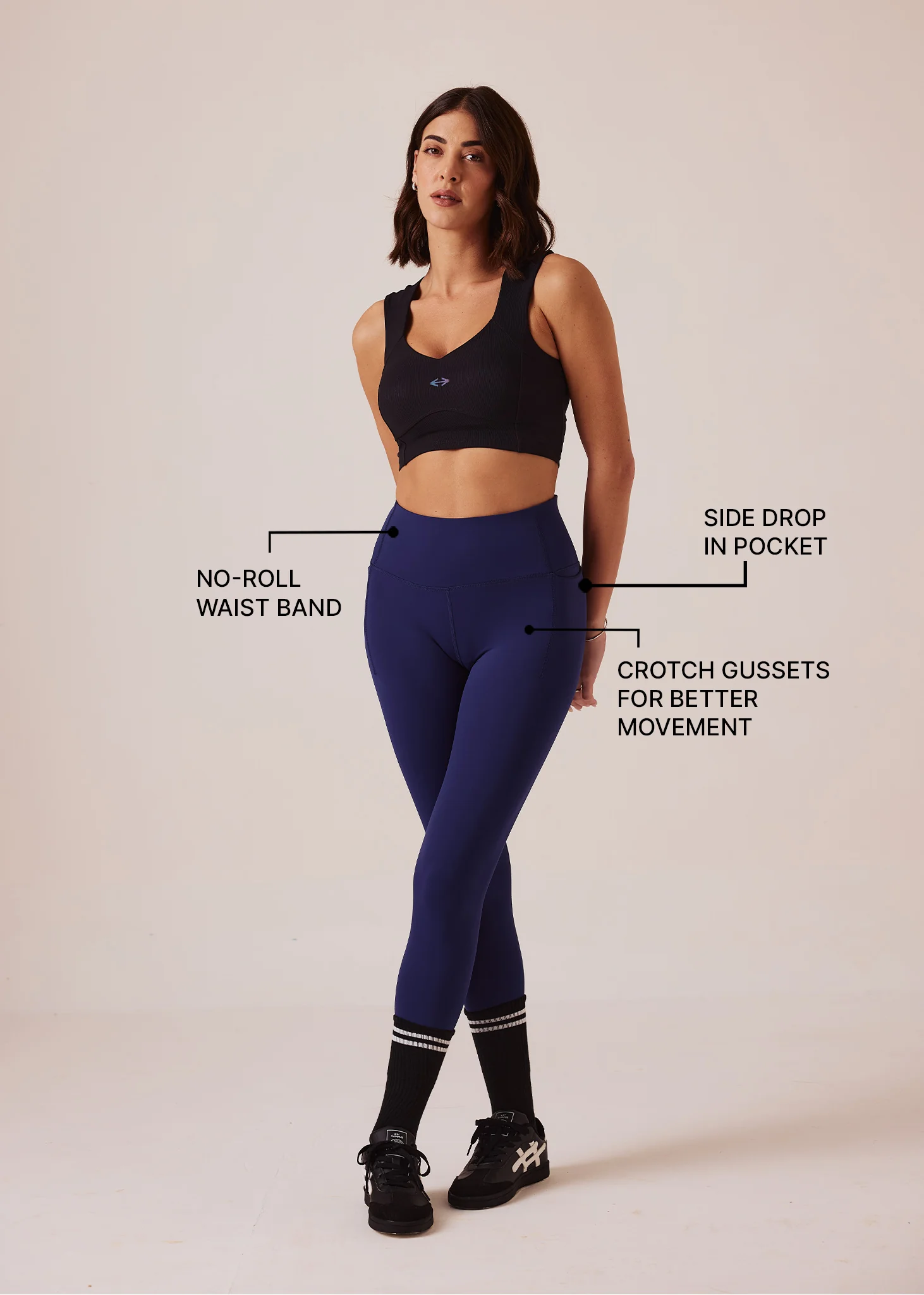 Women Gym-to-Yoga High Waist Leggings - Navy - Image 3