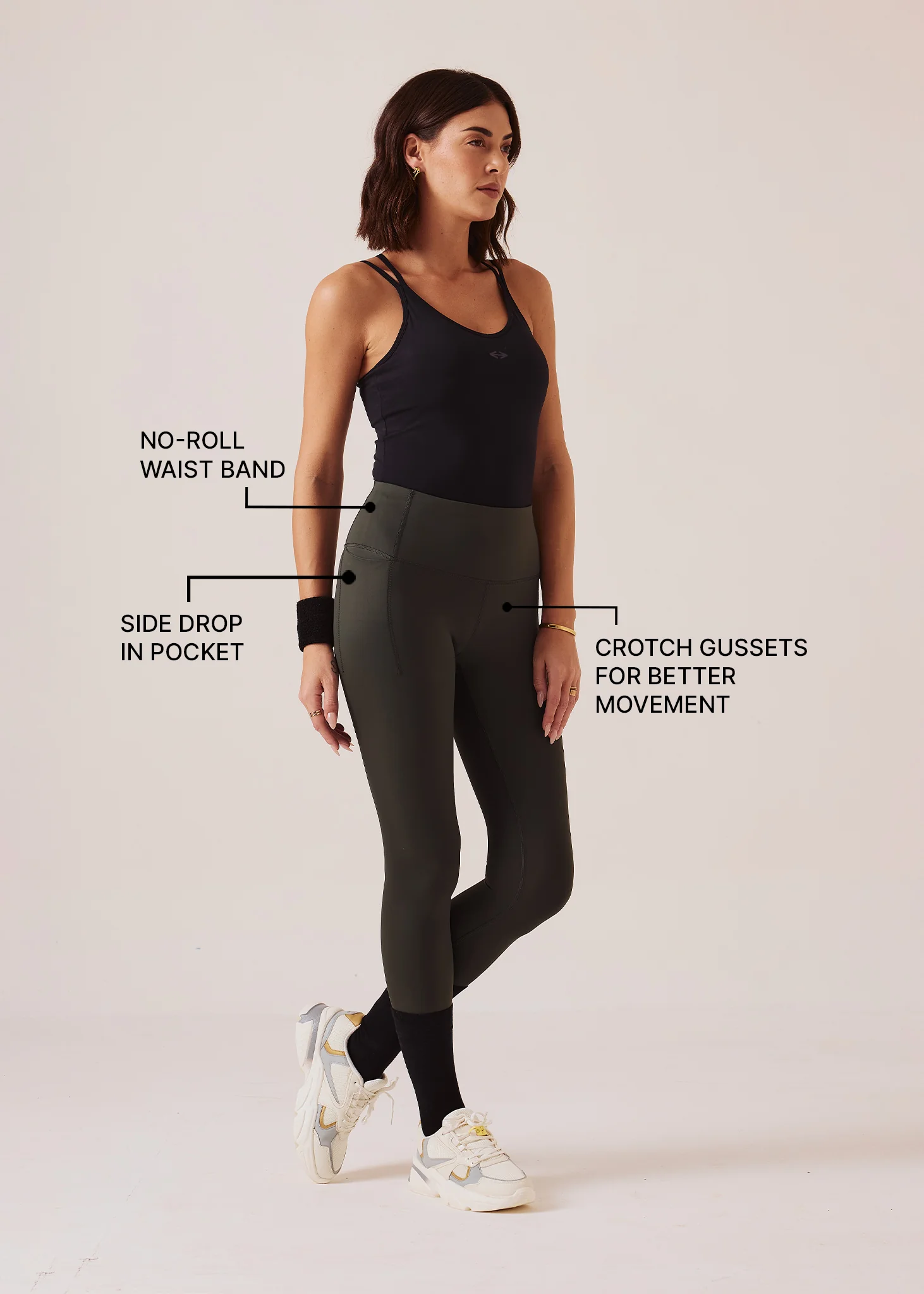 Women Gym-to-Yoga High Waist Leggings - Olive - Image 3