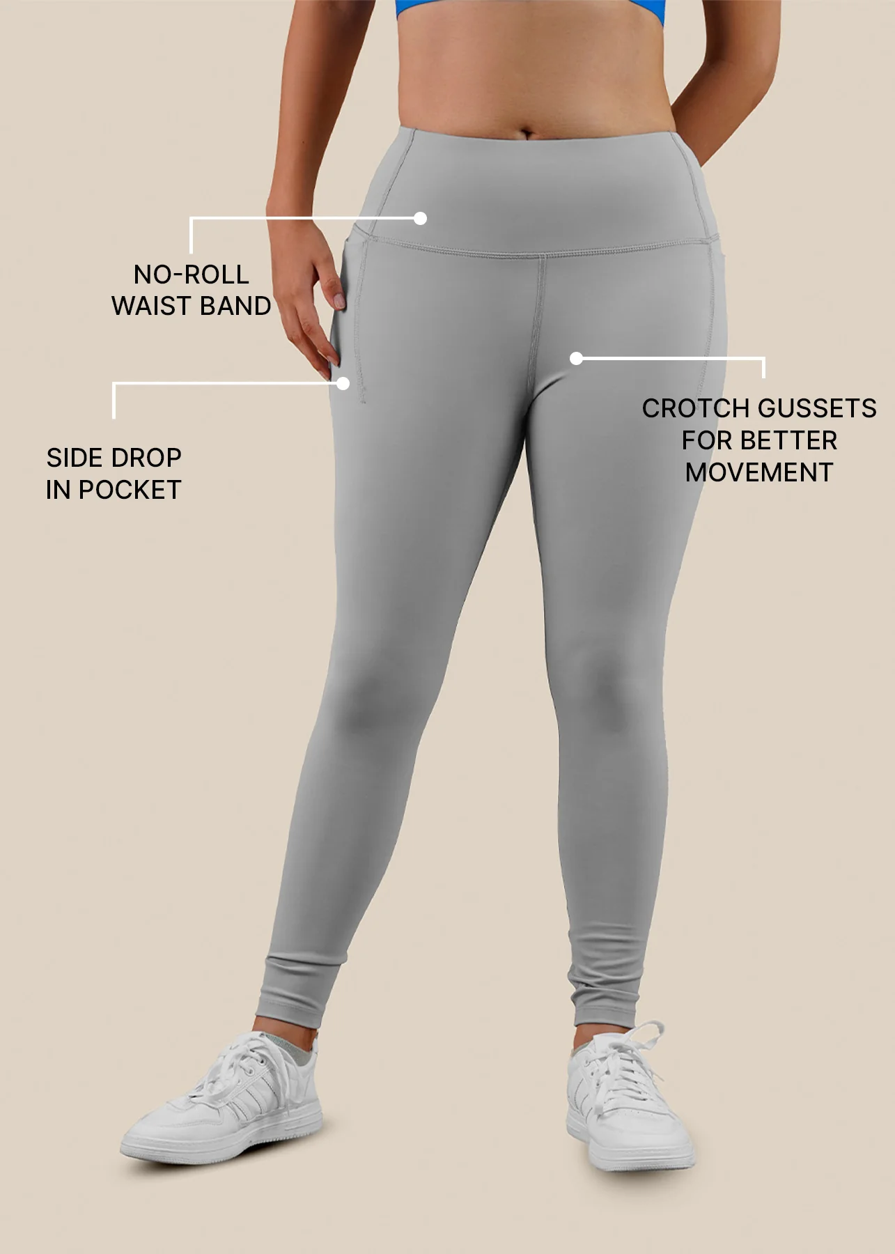Women Gym To Yoga High Waist Leggings - Ultimate Grey - Image 3