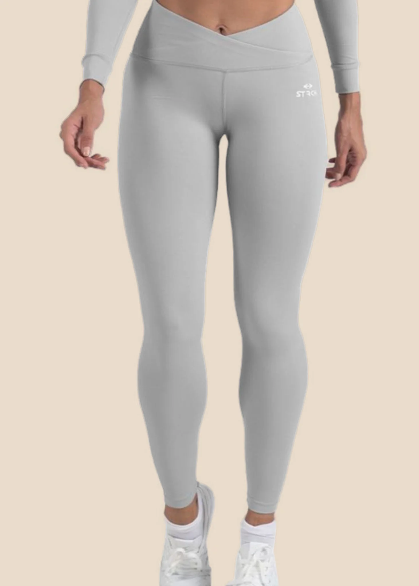 Criss-cross wasitband Leggings - Grey