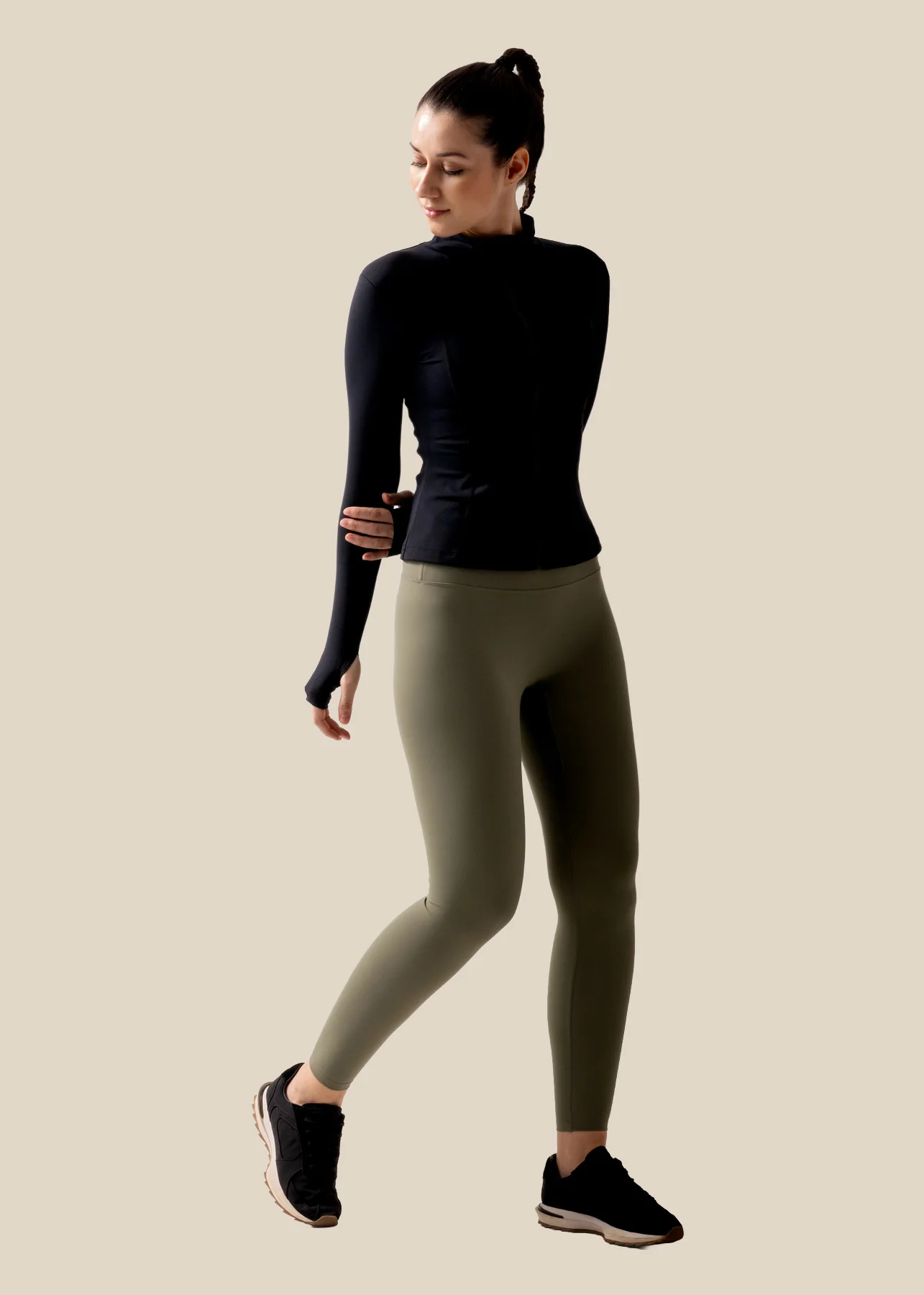 Women High Neck Zip Jacket - Black - Image 5